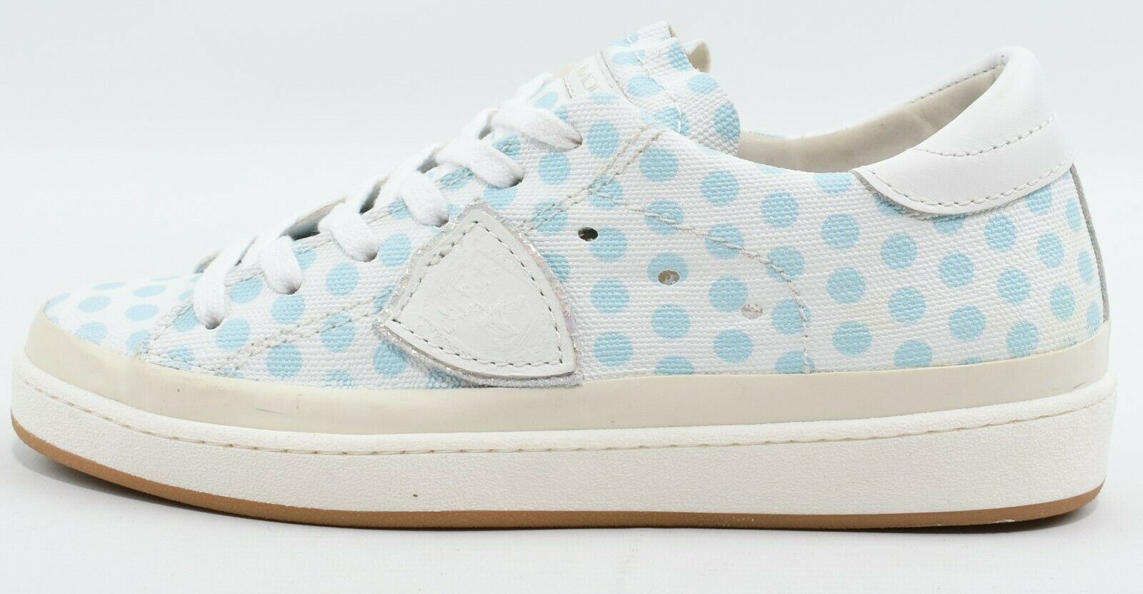 PHILIPPE MODEL Women's Blue Polka Dot Leather Trainers, Wedge Heel, size UK 4