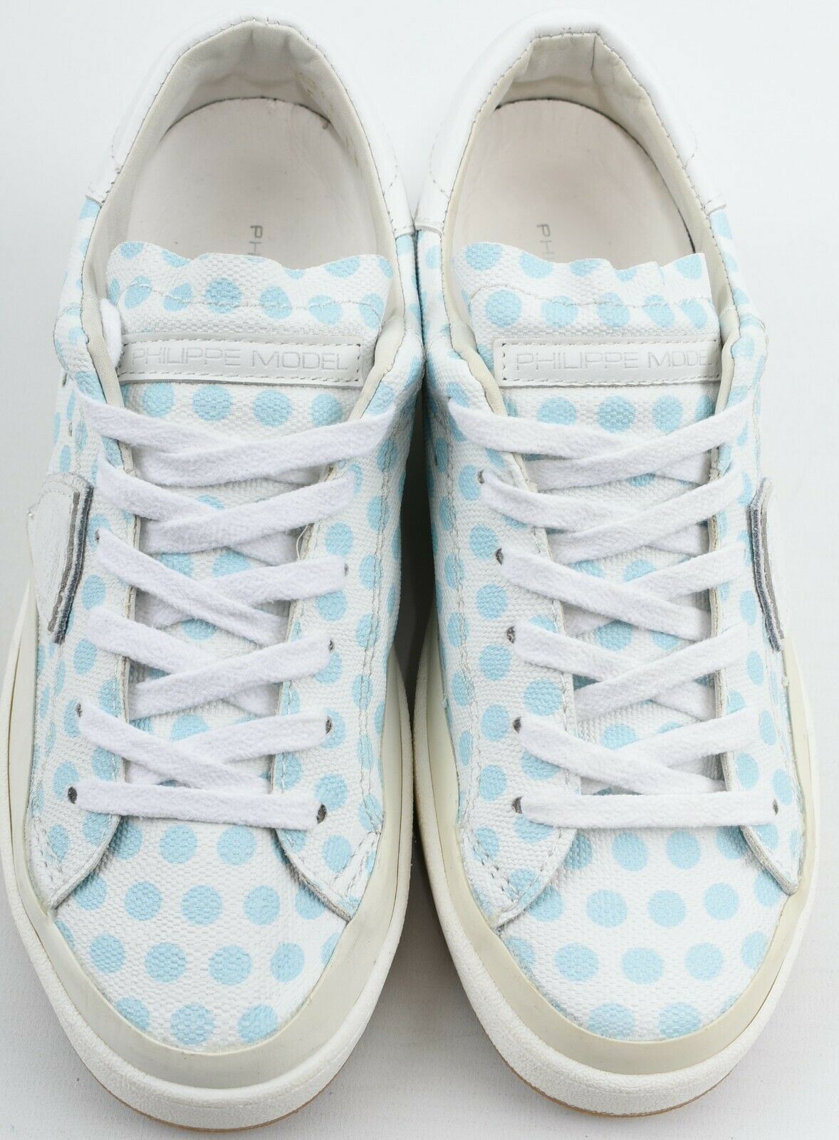 PHILIPPE MODEL Women's Blue Polka Dot Leather Trainers, Wedge Heel, size UK 4