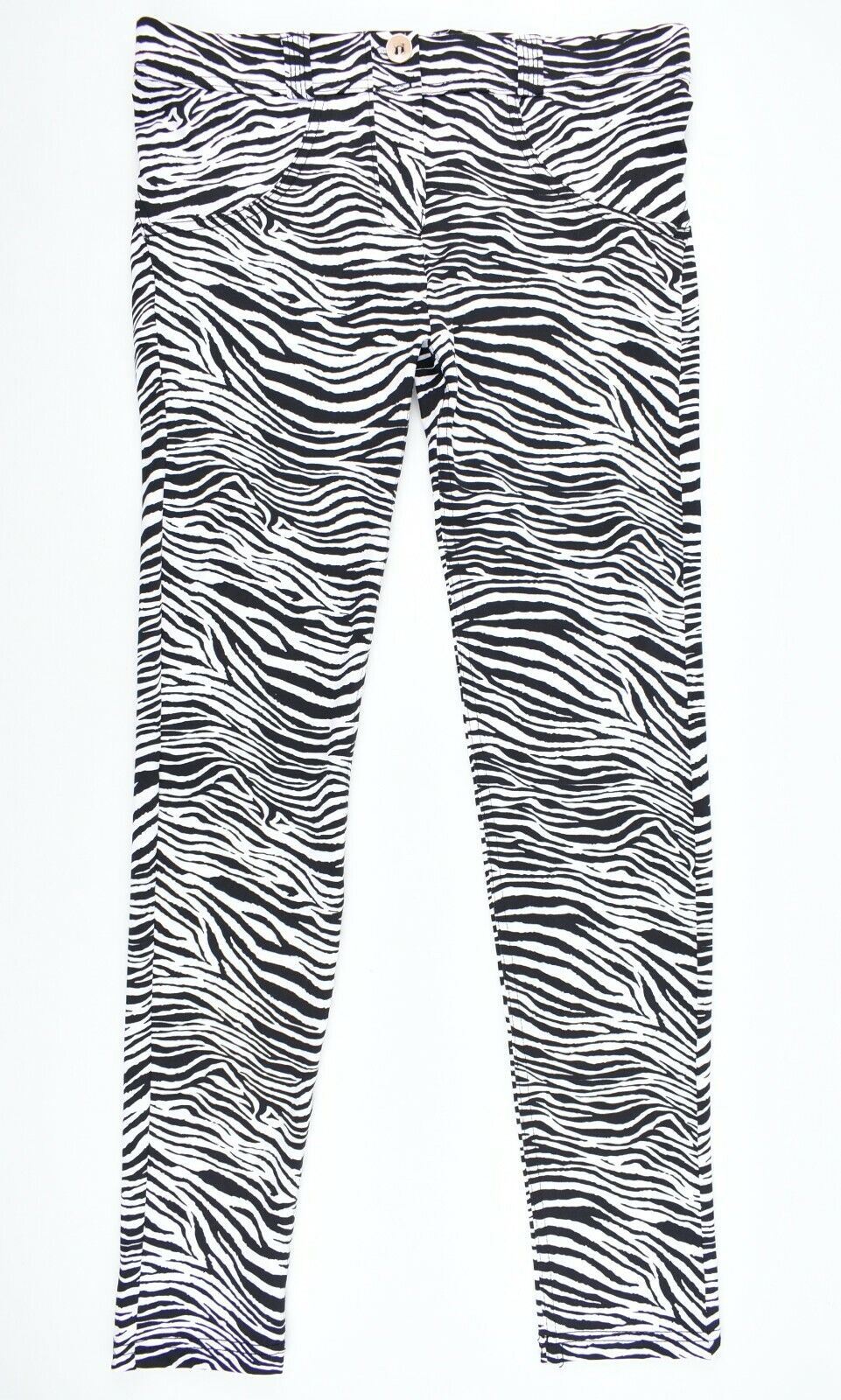 FREDDY Women's WR.UP Skinny Low Rise Jeggings, Black/White Zebra Print, UK 10