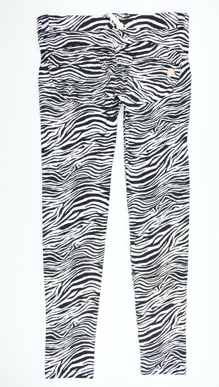 FREDDY Women's WR.UP Skinny Low Rise Jeggings, Black/White Zebra Print, UK 10