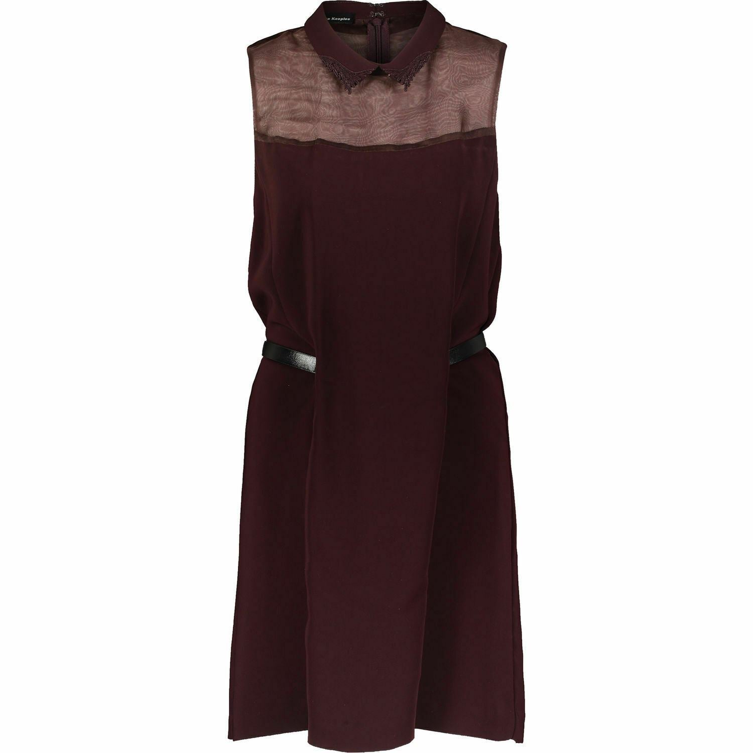 THE KOOPLES Women's Burgundy Silk Detail  Dress UK 16 Size XL