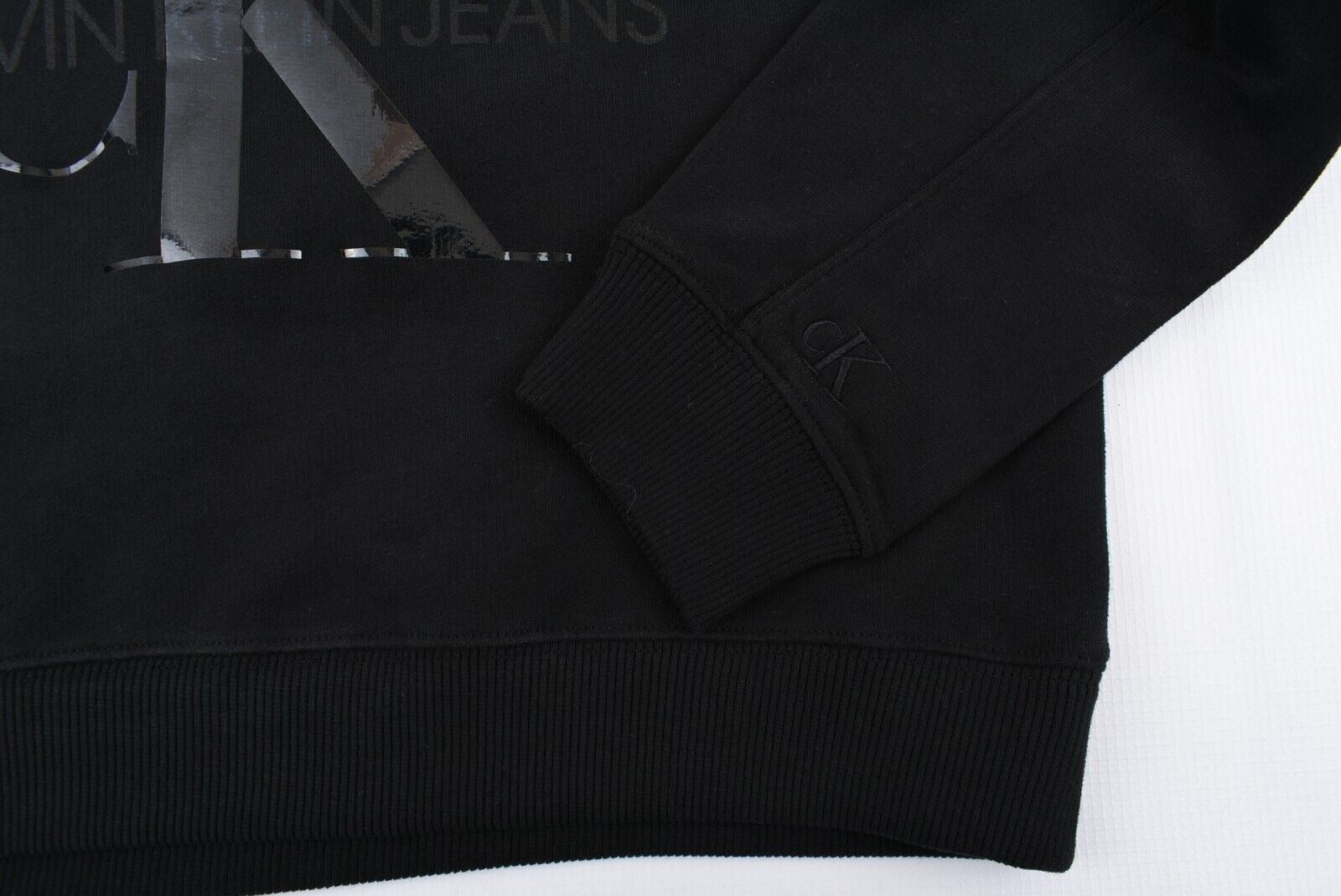 CALVIN KLEIN Women's Tonal Logo Cropped Hoodie, 100% Organic Cotton Black size M