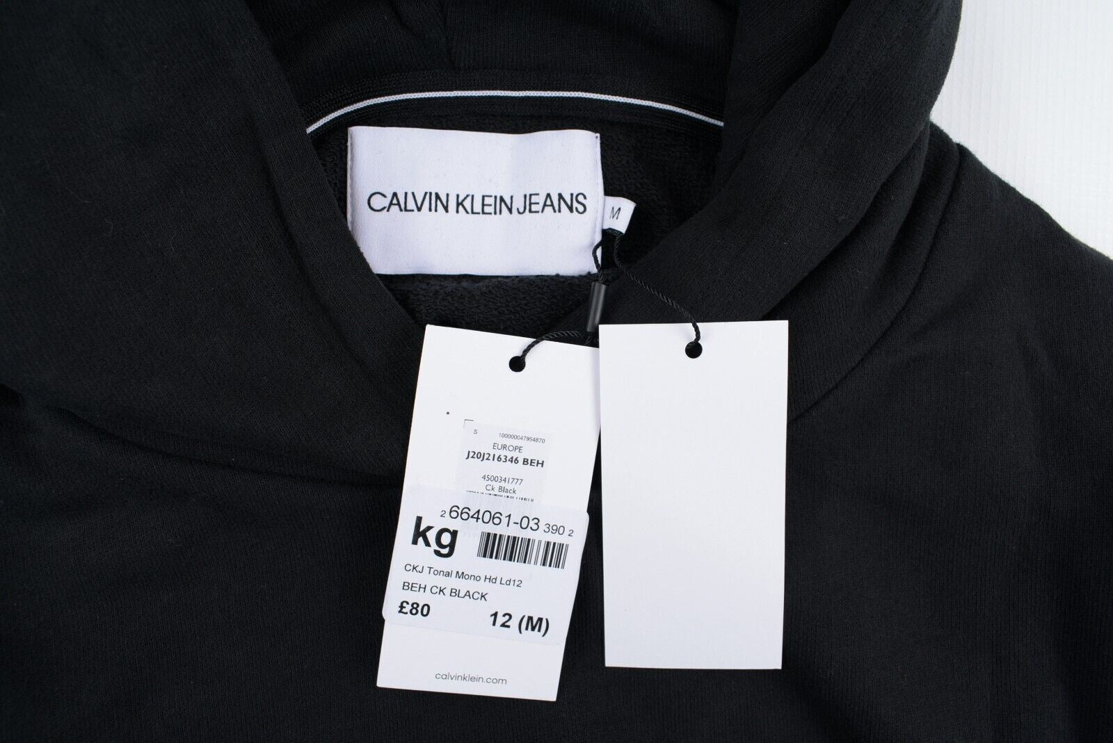 CALVIN KLEIN Women's Tonal Logo Cropped Hoodie, 100% Organic Cotton Black size M