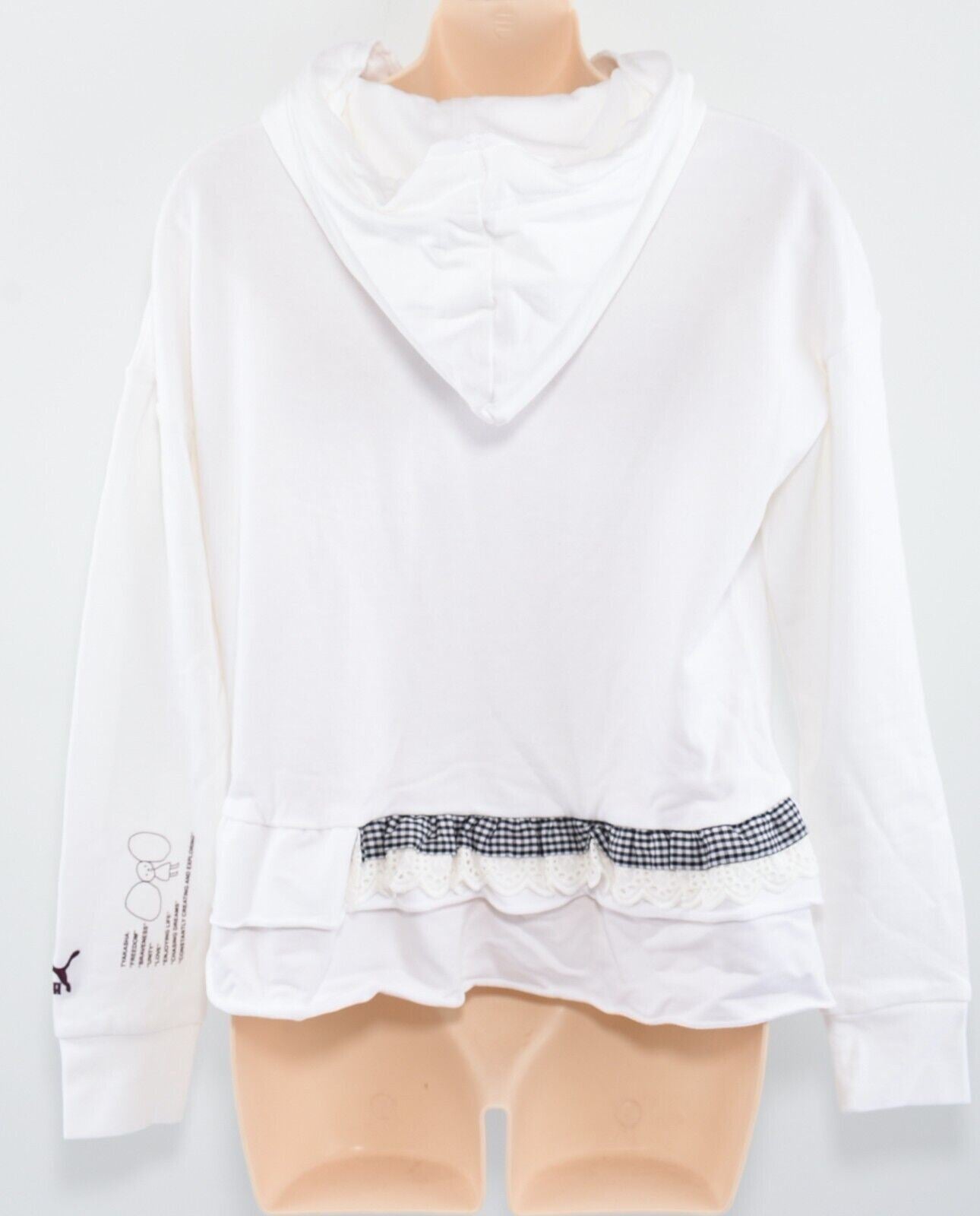 PUMA x TYAKASHA Women's Ruffled Hem Hoodie Sweatshirt, White, size XS