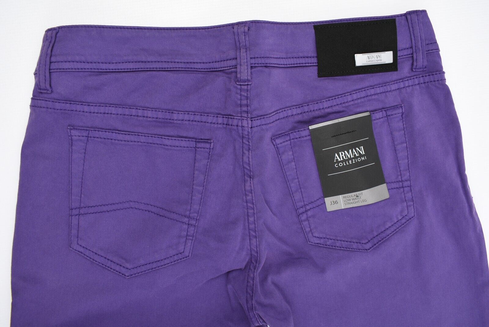 ARMANI COLLEZIONI Women's J36 Low Waist Straight Leg Trousers Purple, W27 Long