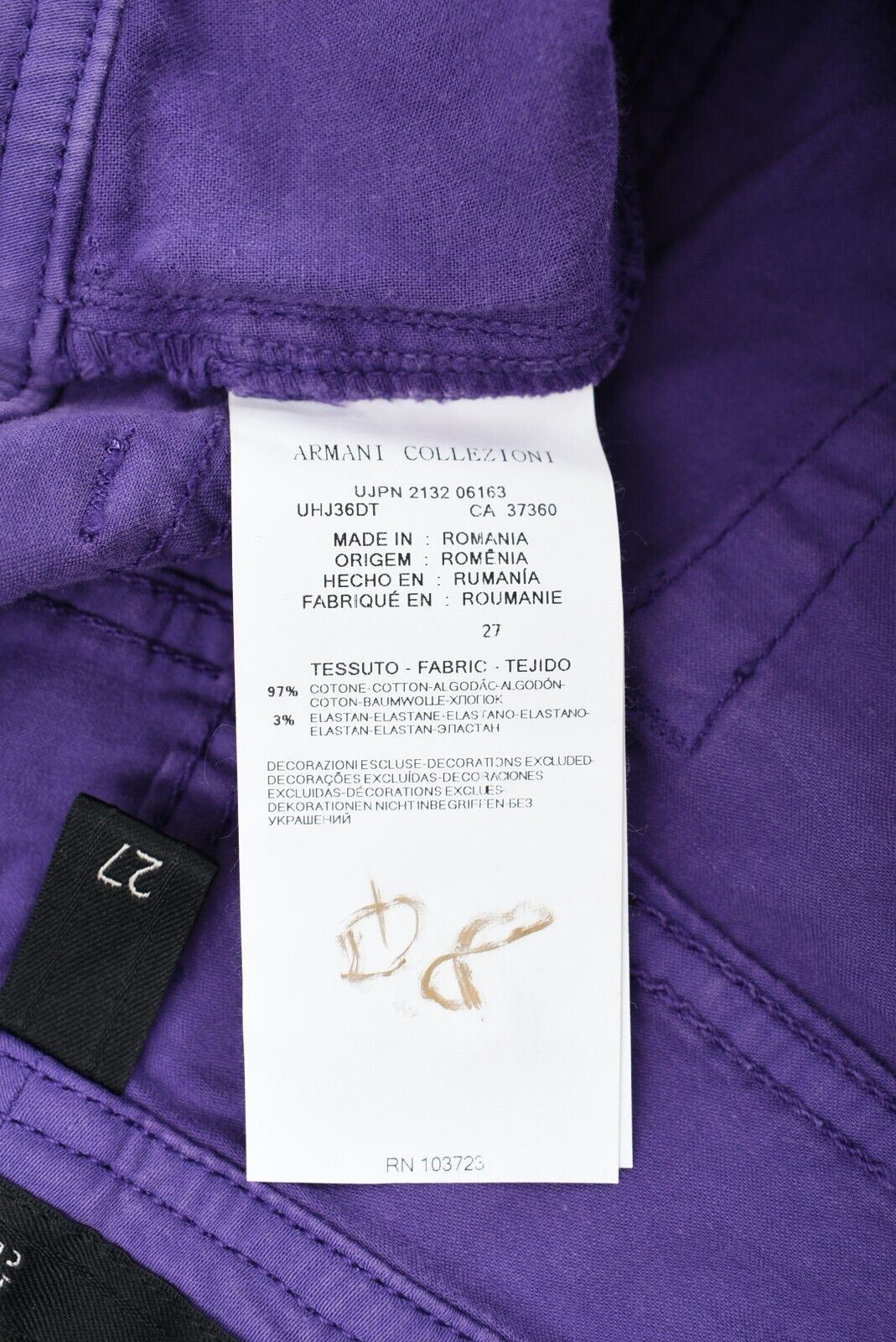 ARMANI COLLEZIONI Women's J36 Low Waist Straight Leg Trousers Purple, W27 Long