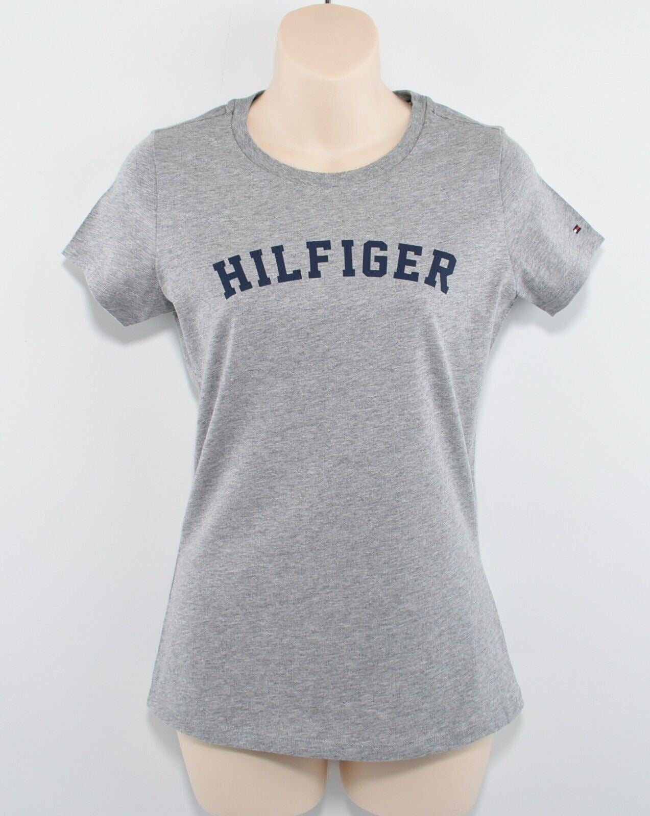TOMMY HILFIGER Women's ORGANIC COTTON Logo T-shirt, Grey Heather, XS (UK 8)