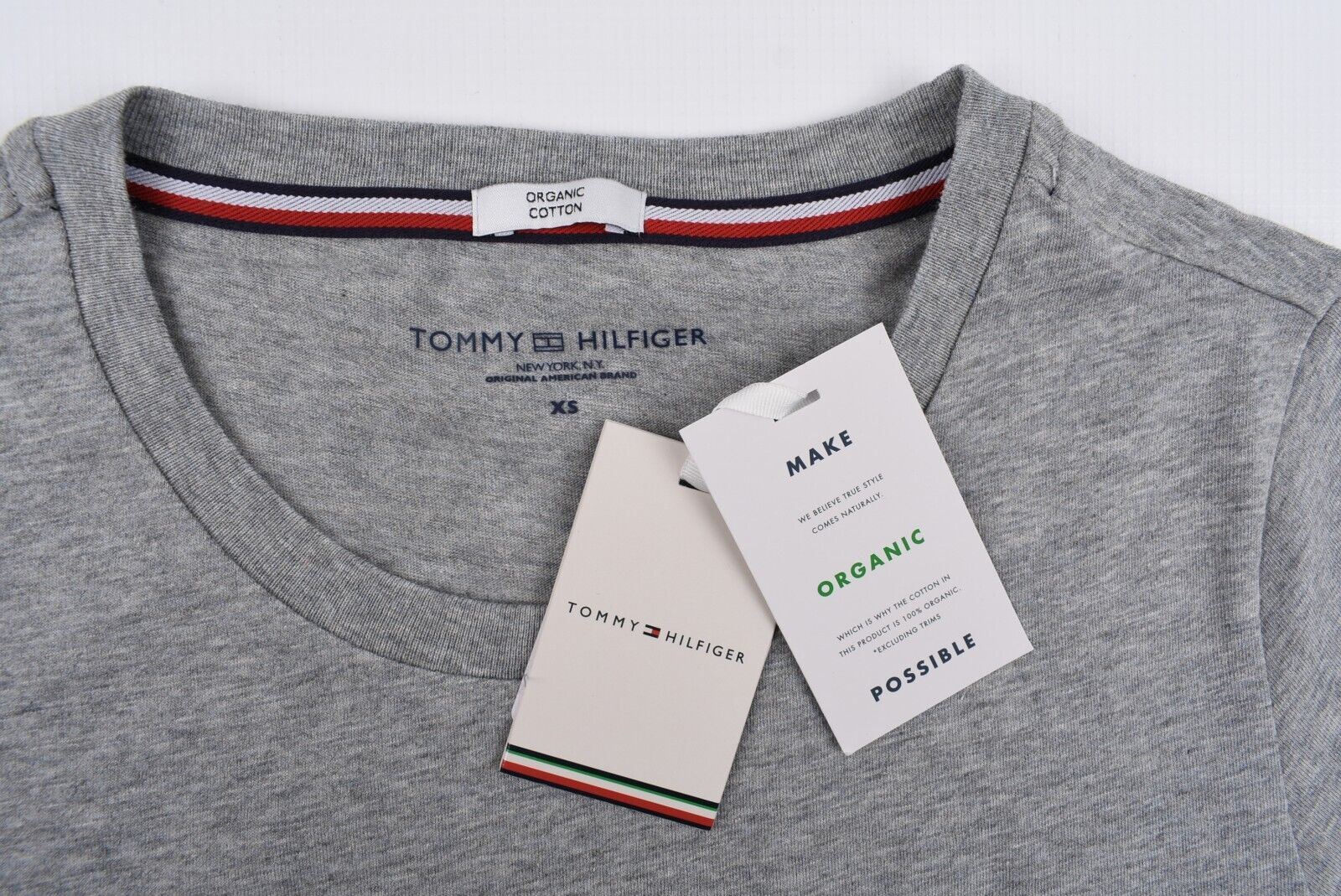 TOMMY HILFIGER Women's ORGANIC COTTON Logo T-shirt, Grey Heather, XS (UK 8)