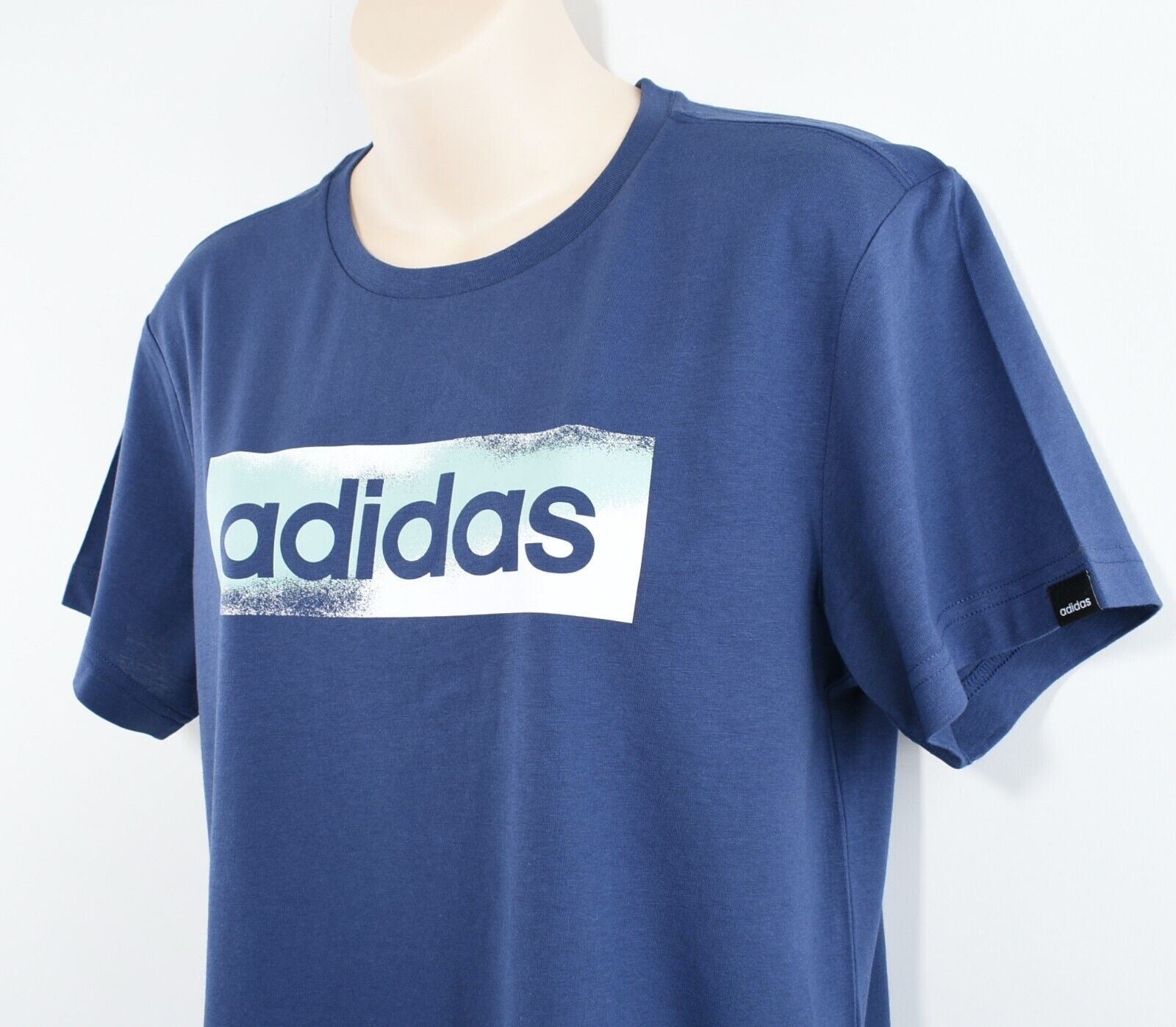 ADIDAS Women's Crew Neck Logo T-shirt, Tee, Indigo Blue, size XS (UK 4-6)