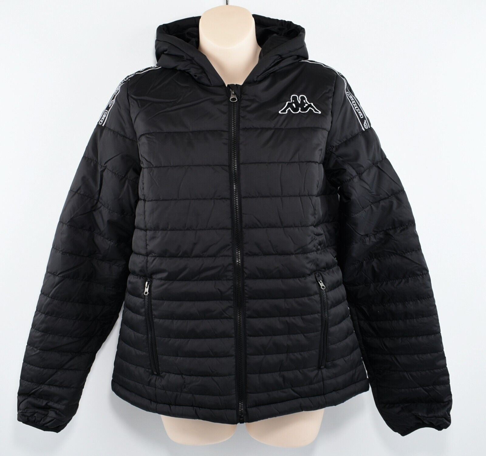 KAPPA Women's Hooded Lightly Padded Jacket, Black, size S (UK 10)