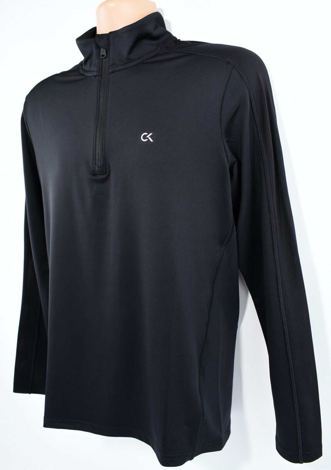 CALVIN KLEIN Performance Men's 1/4 Zip Neck Long Sleeve Top, Black, size S
