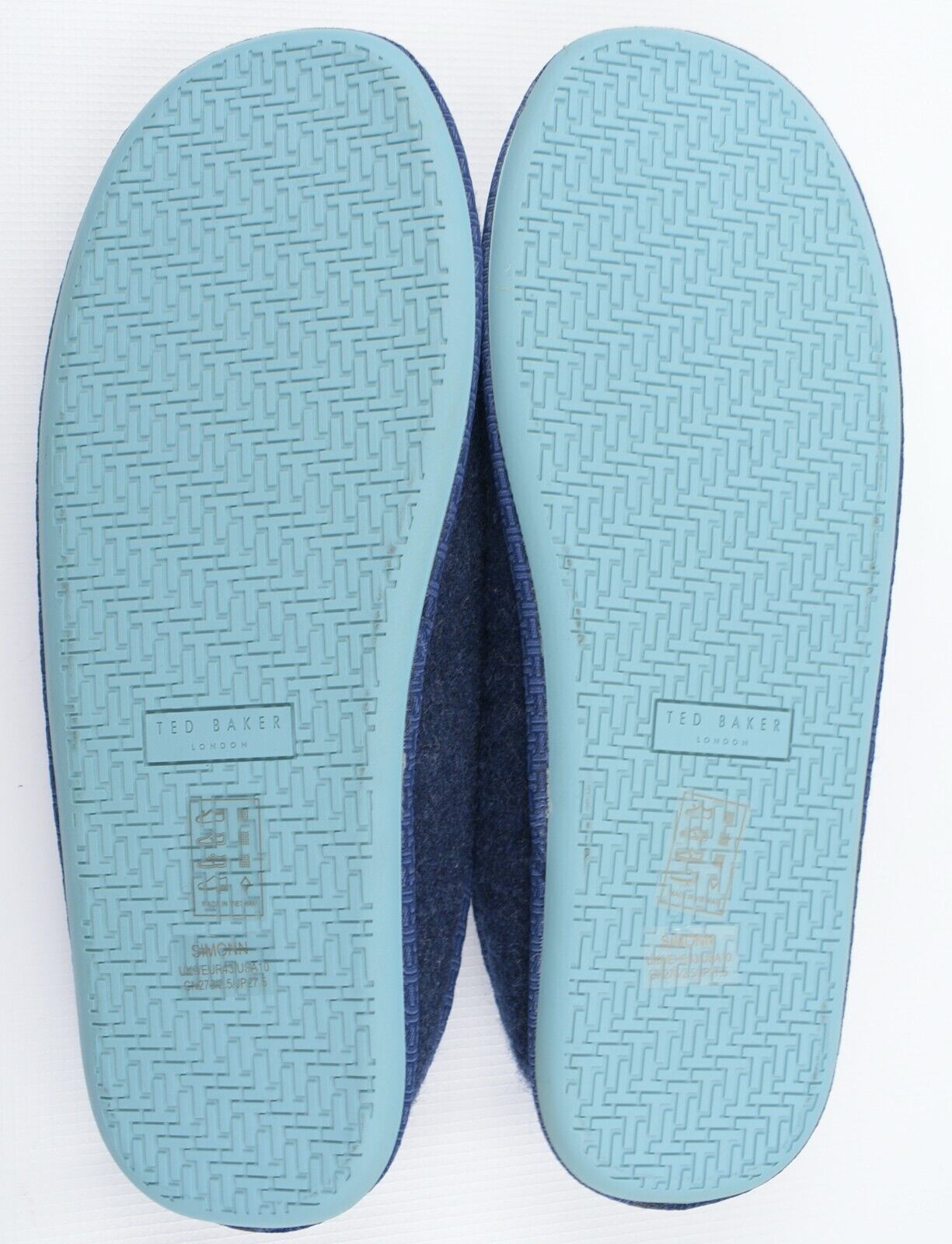 TED BAKER Men's SIMONN Felt Mulet Sole Slippers, Blue, size UK 10 /EU 44