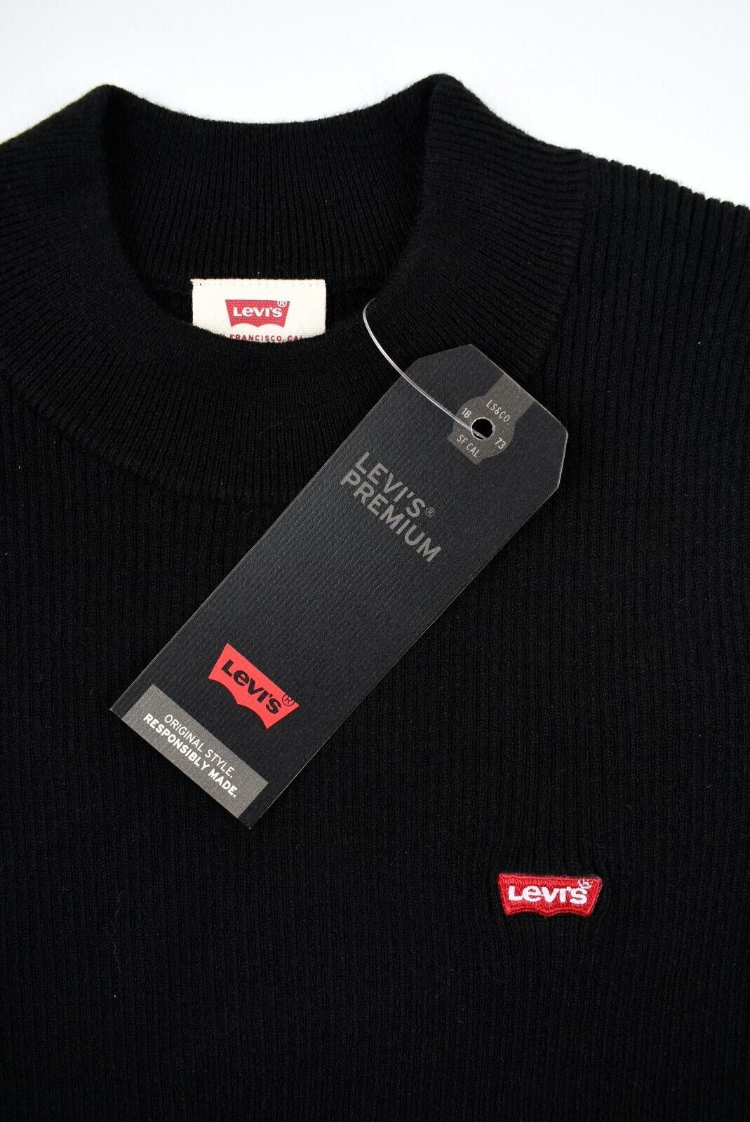 LEVI'S Women's Slim Fit Rib Knit Jumper /Sweater, Caviar Black, size XS (UK 8)