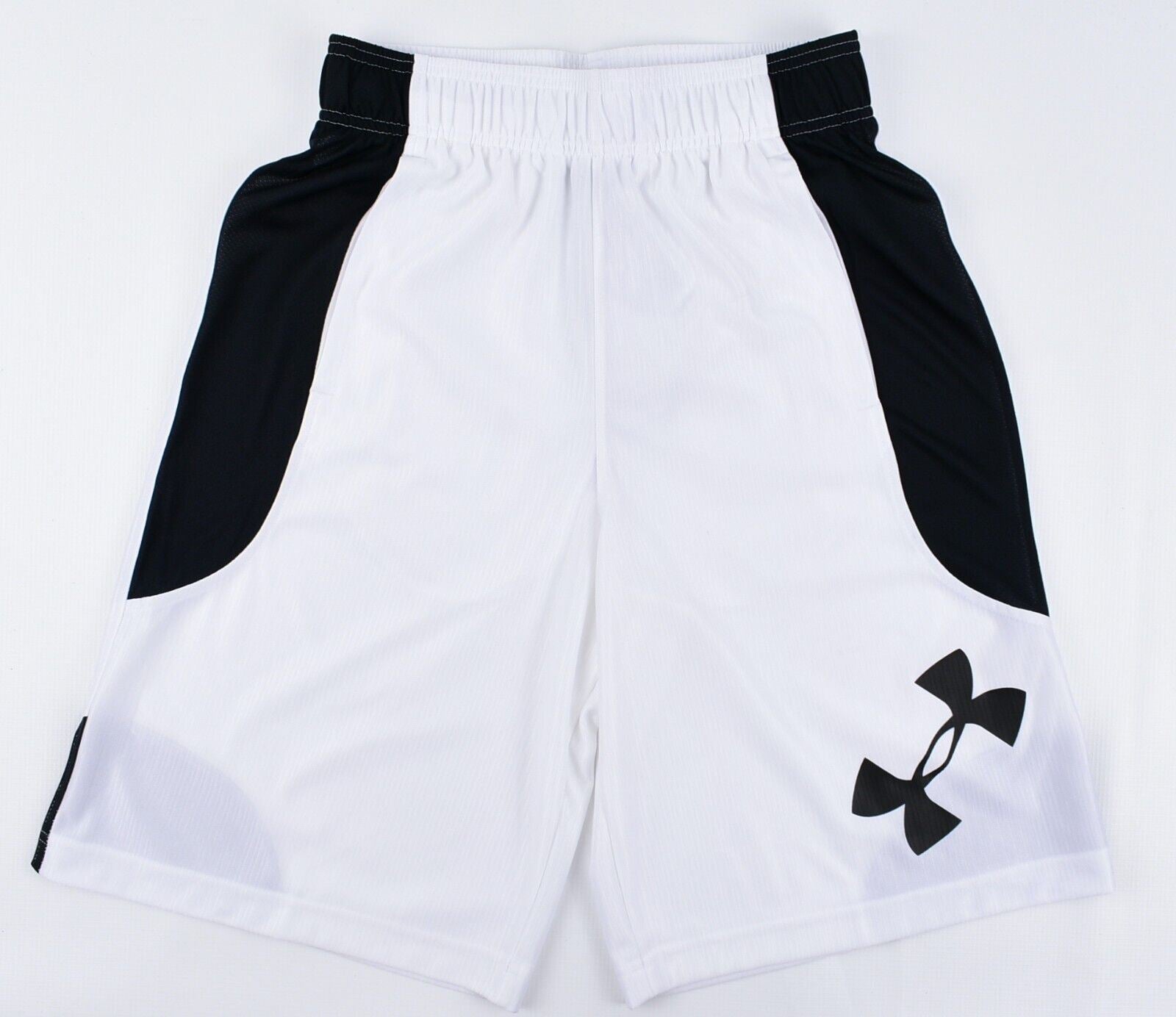 UNDER ARMOUR Men's HeatGear Perimeter Loose Fit Shorts, White/Black, size SMALL