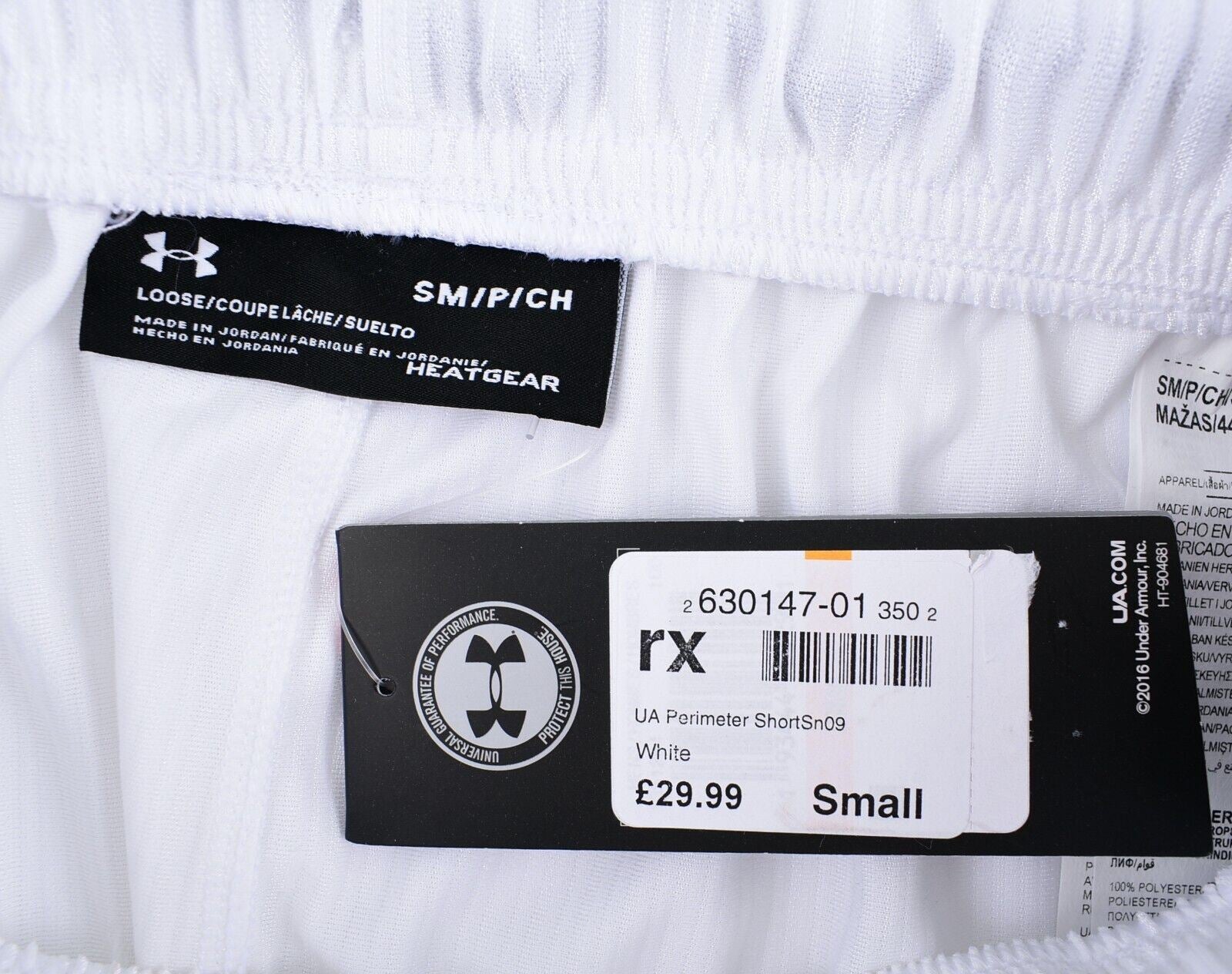 UNDER ARMOUR Men's HeatGear Perimeter Loose Fit Shorts, White/Black, size SMALL