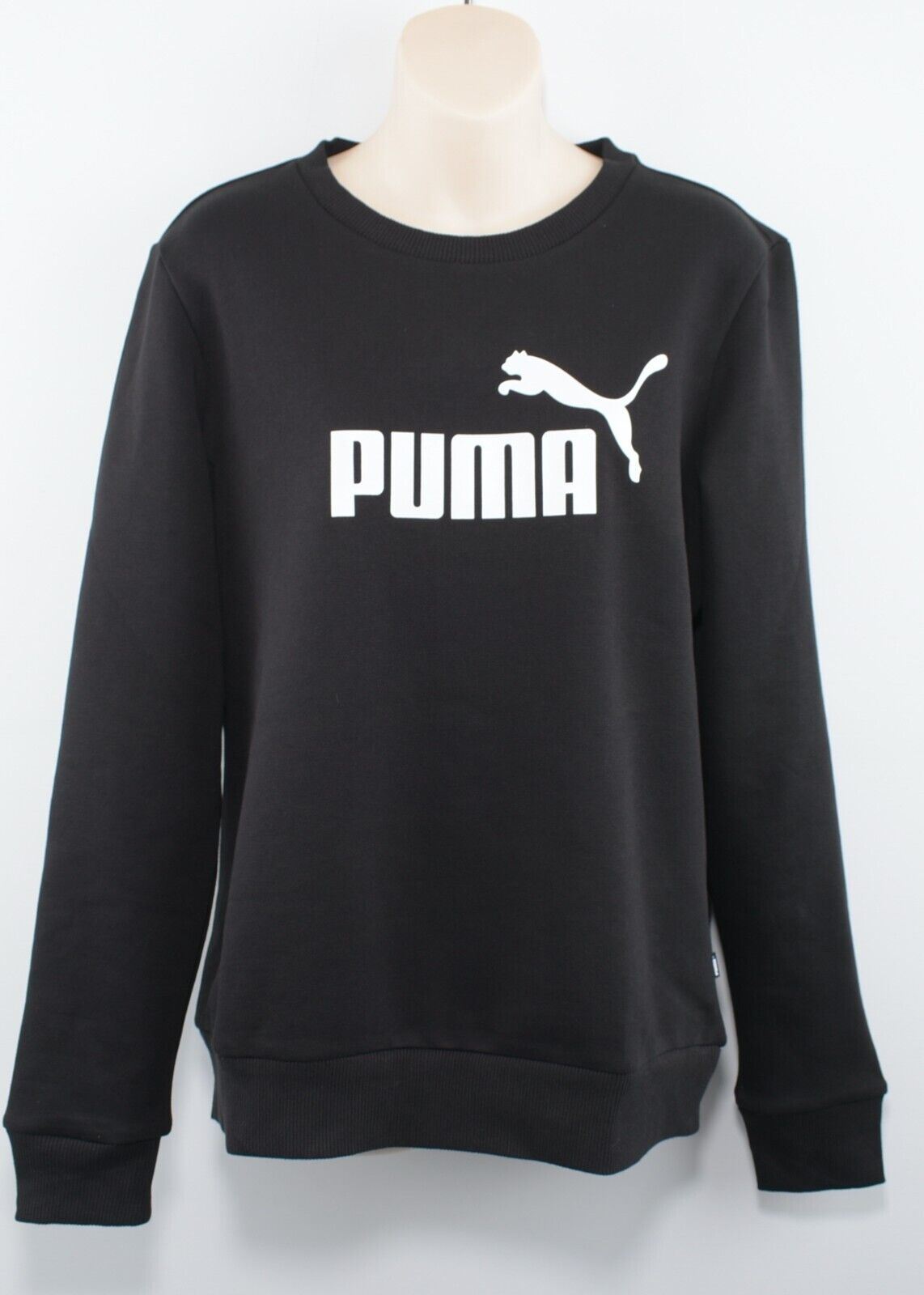 PUMA Women's Crew Neck Logo Sweatshirt, Recycled Materials, Black size XS - UK 8