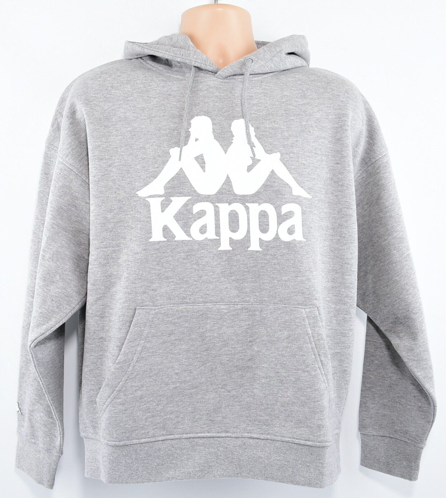 KAPPA Men's Oversized Hooded Sweatshirt, Hoodie, Grey Heather/White Logo, size M