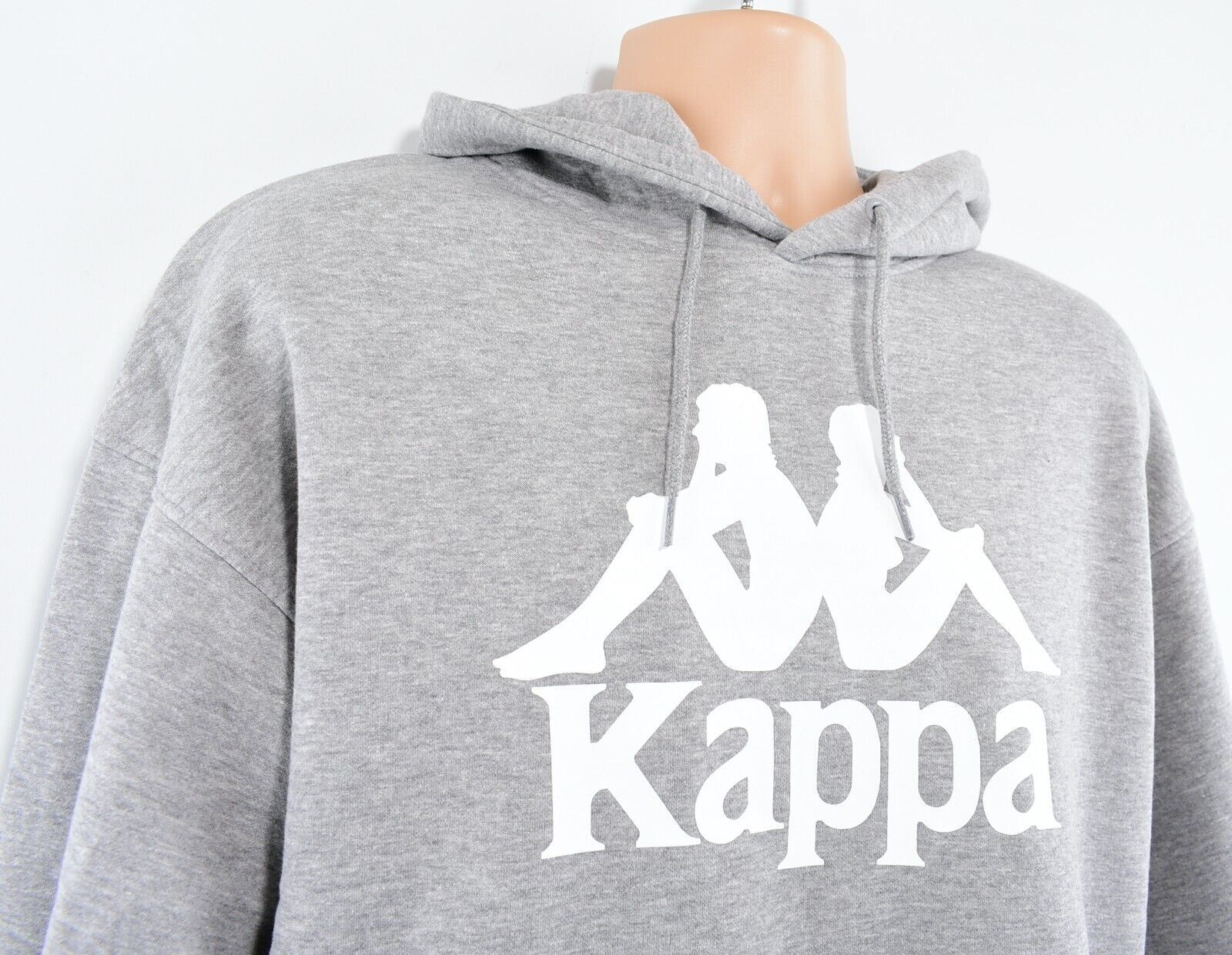 KAPPA Men's Oversized Hooded Sweatshirt, Hoodie, Grey Heather/White Logo, size M