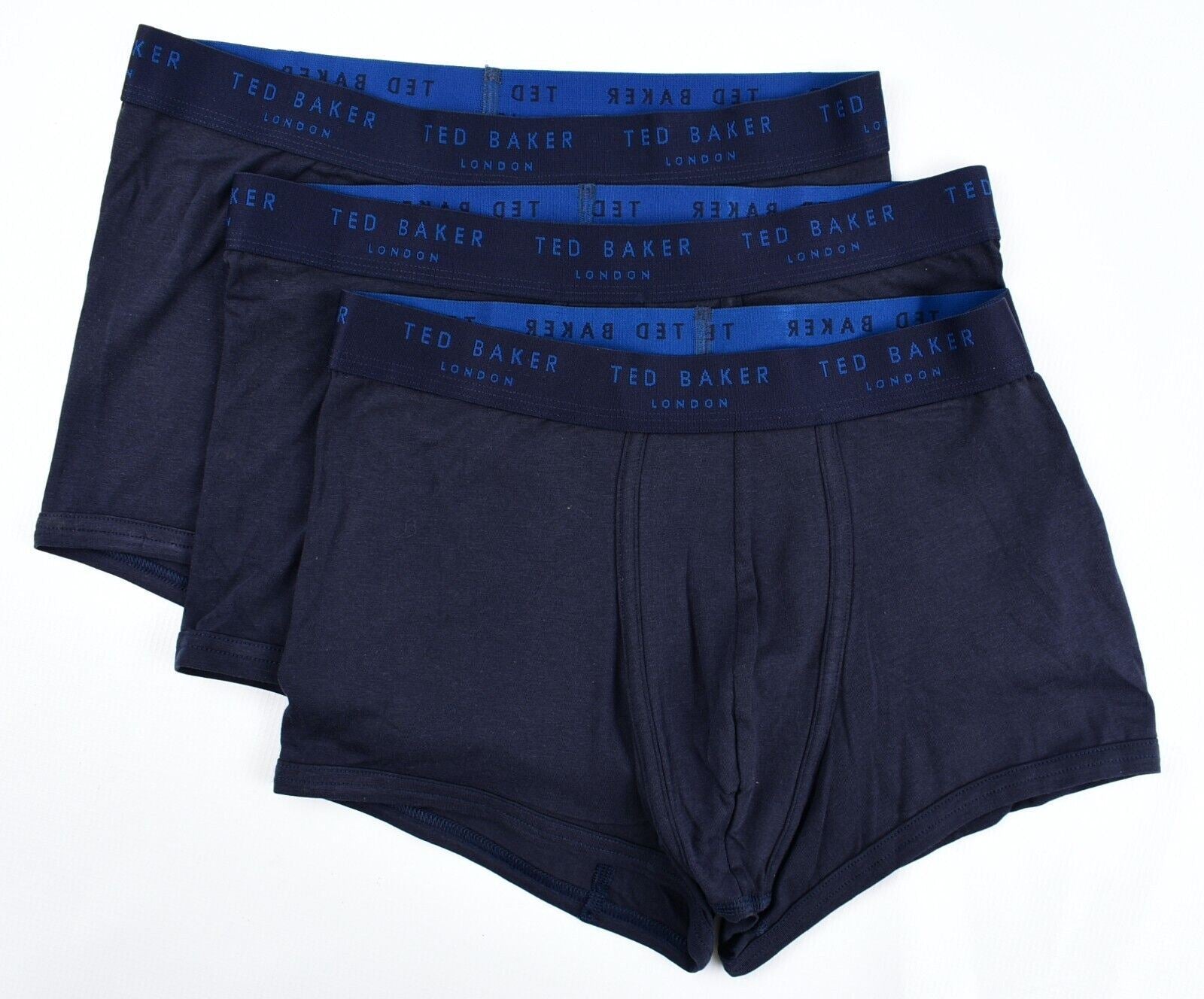 TED BAKER Underwear: Men's 3-Pack Fitted Boxer Trunks, Navy Blue, size S
