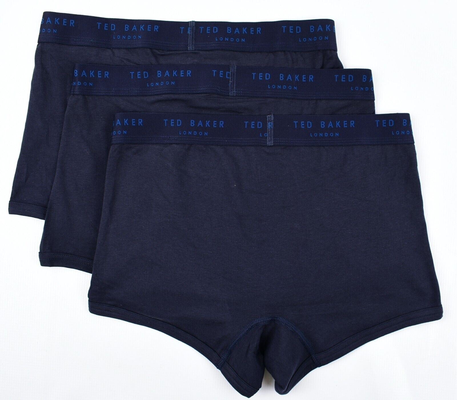TED BAKER Underwear: Men's 3-Pack Fitted Boxer Trunks, Navy Blue, size S