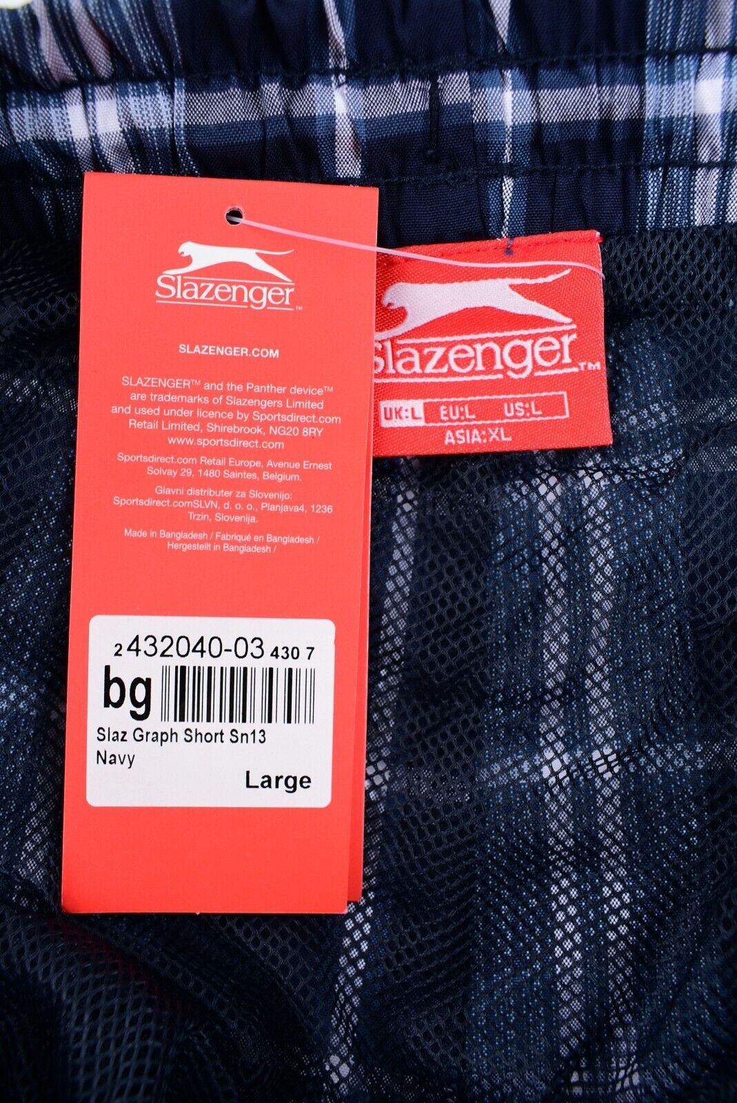 SLAZENGER Men's Blue Checked Shorts, size LARGE