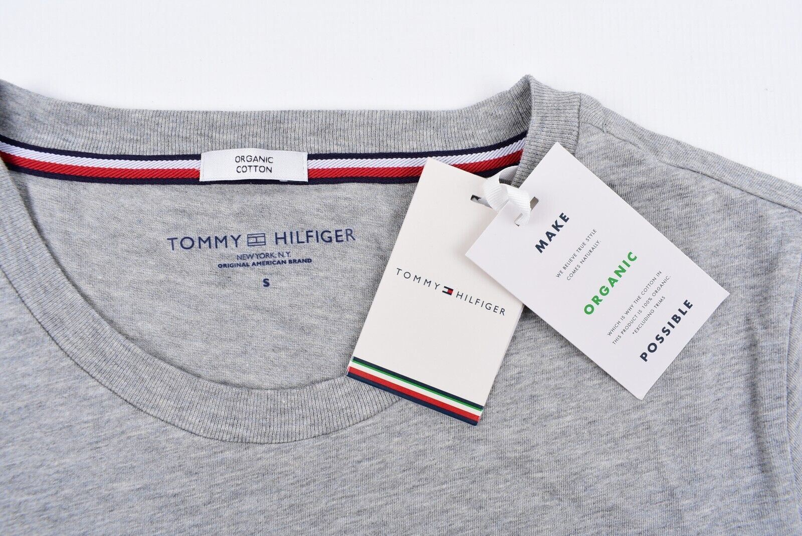 TOMMY HILFIGER Women's ORGANIC COTTON Logo T-shirt, Grey Heather, S (UK 10)