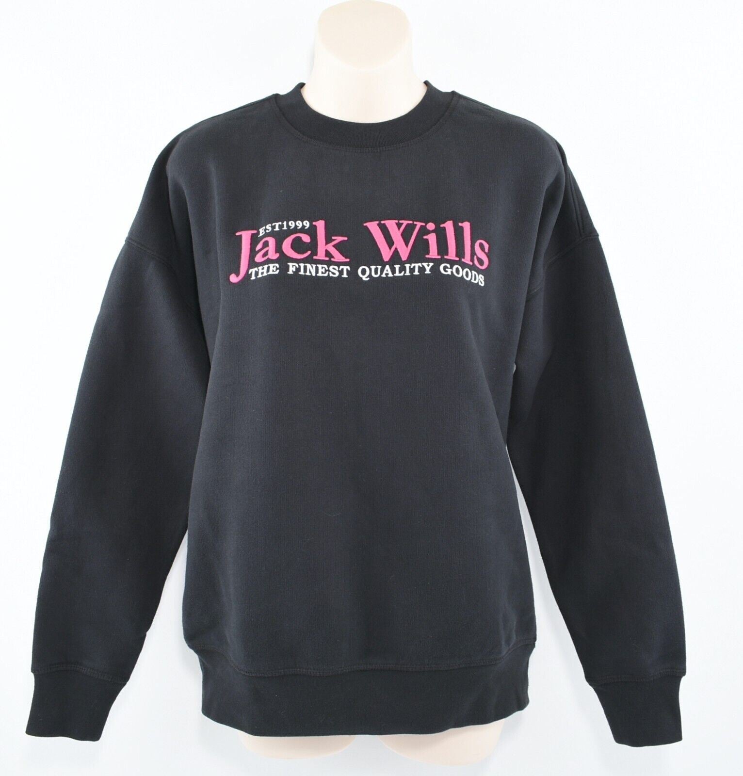 JACK WILLS Women's MANTON Boyfriend Crew Sweatshirt, Black, size XS (UK 8)