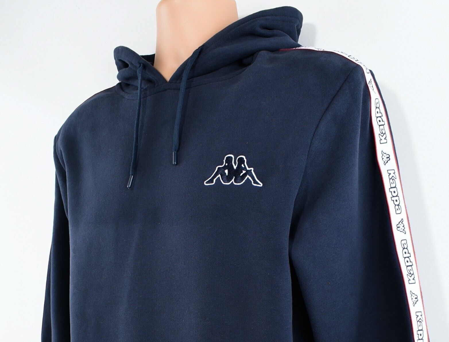 KAPPA Men's Hooded Sweatshirt, Hoodie, Sleeve Logo Tape, Navy Blue, size M