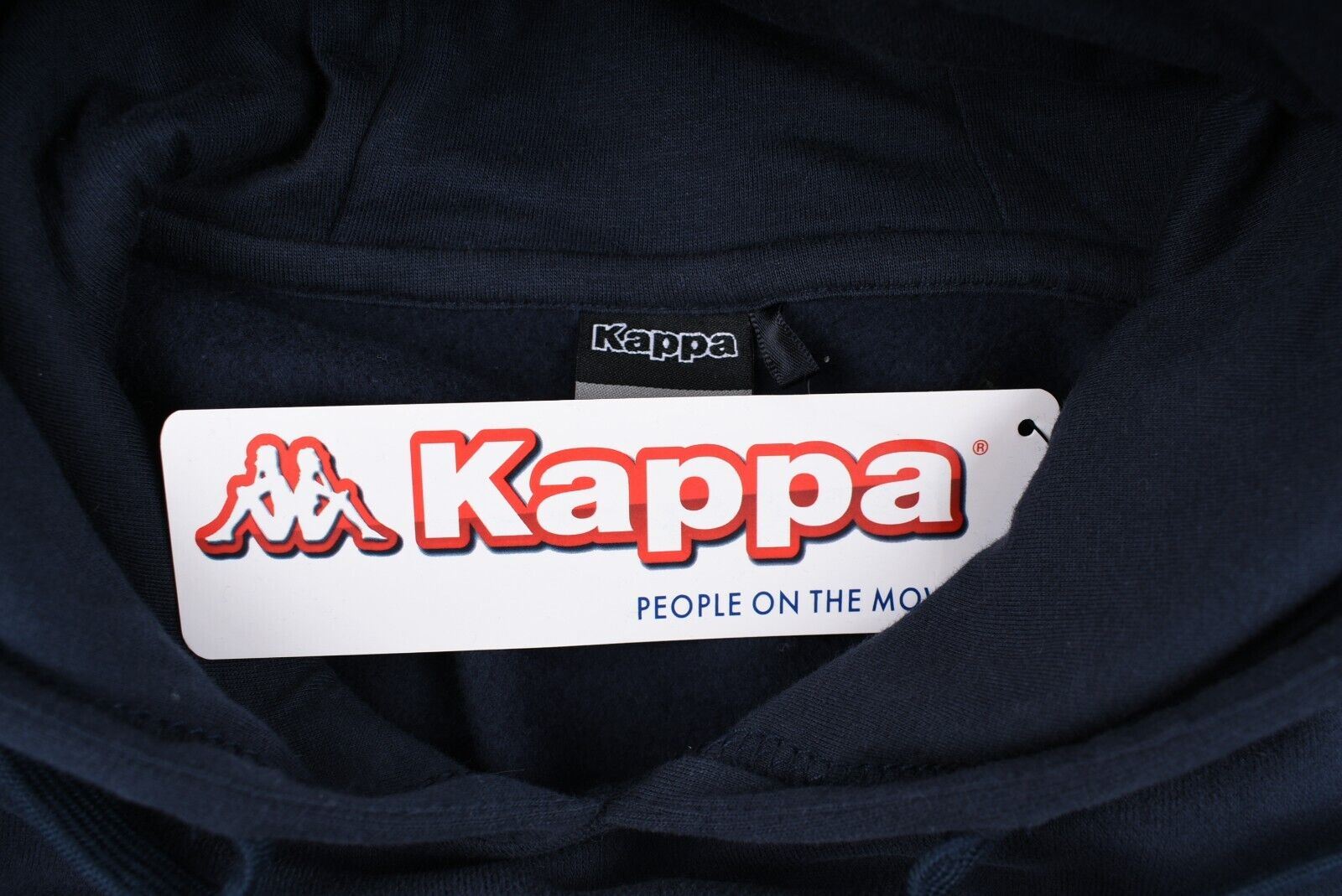 KAPPA Men's Hooded Sweatshirt, Hoodie, Sleeve Logo Tape, Navy Blue, size M