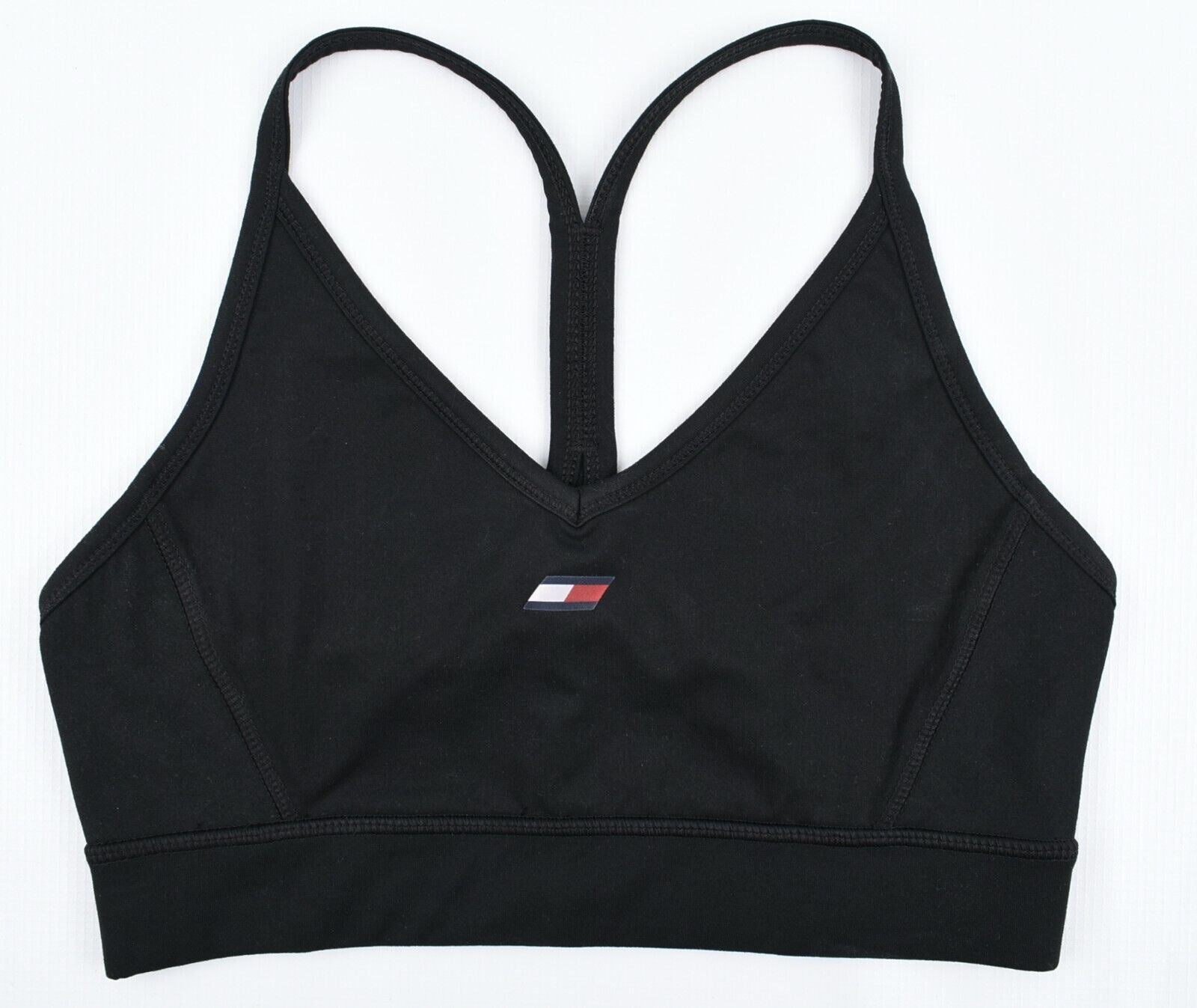 TOMMY HILFIGER Women's Light Intensity Racerback Sports Bra, Black, size M