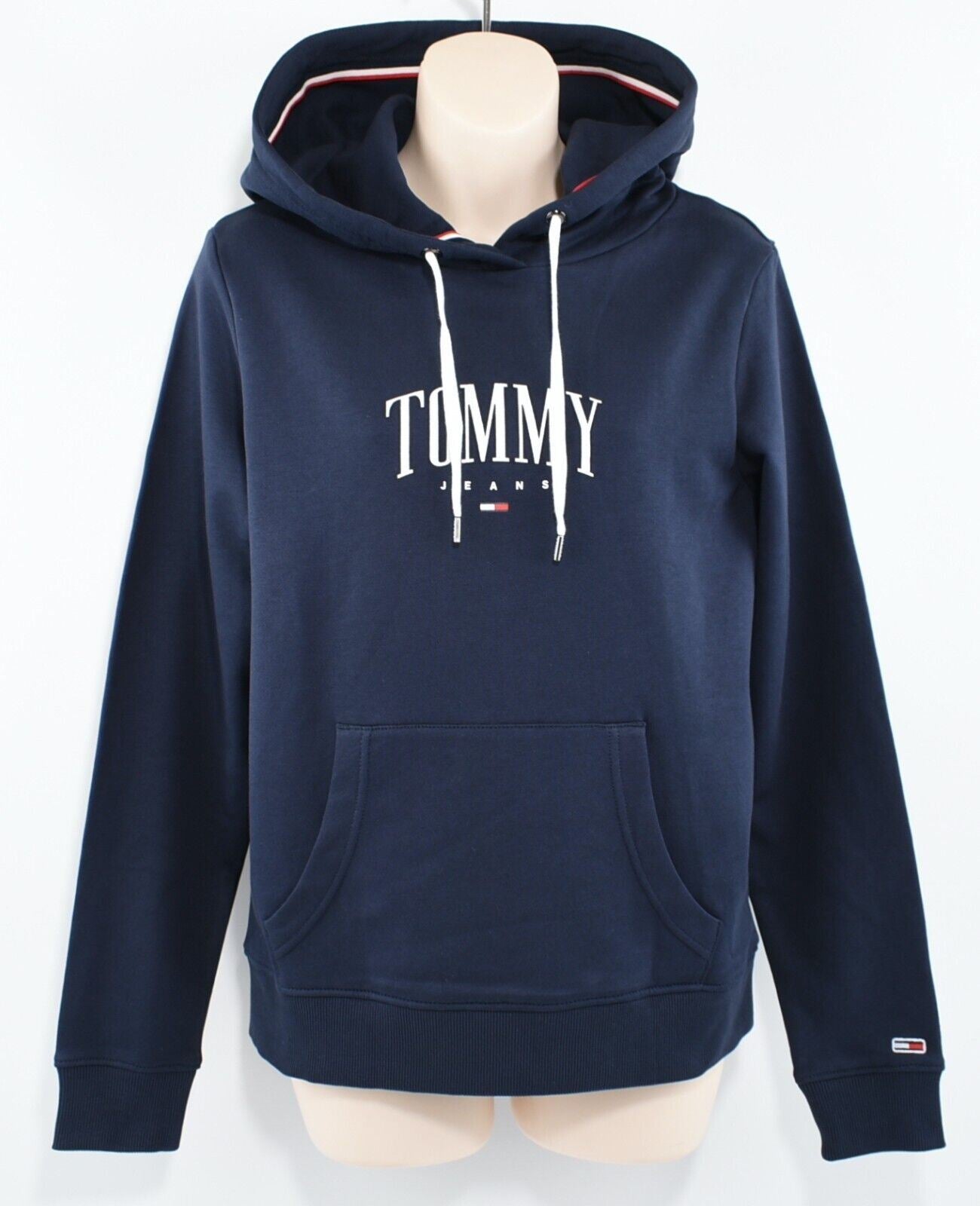 TOMMY HILFIGER Women's Logo Hoodie, Hooded Sweatshirt Twilight Navy Blue size XS