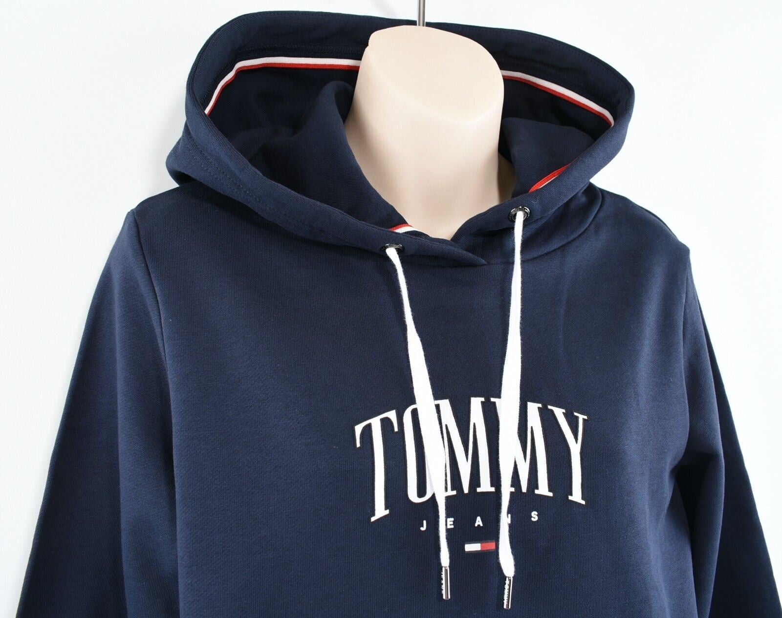 TOMMY HILFIGER Women's Logo Hoodie, Hooded Sweatshirt Twilight Navy Blue size XS