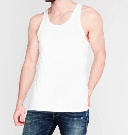 CALVIN KLEIN Men's 2-Pack White Cotton Tank Tops, Vests, size M (38"-40" chest)