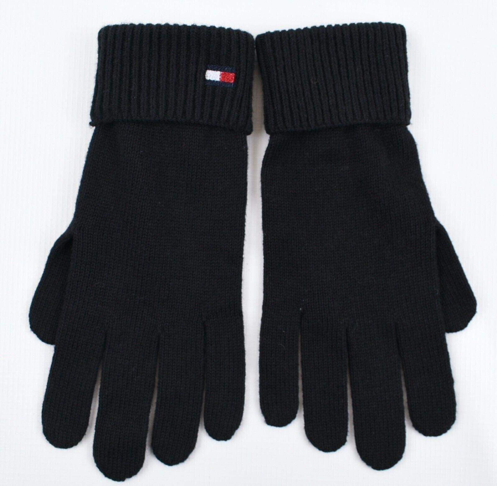 TOMMY HILFIGER Women's COTTON/CASHMERE Knitted Gloves, Black, One Size