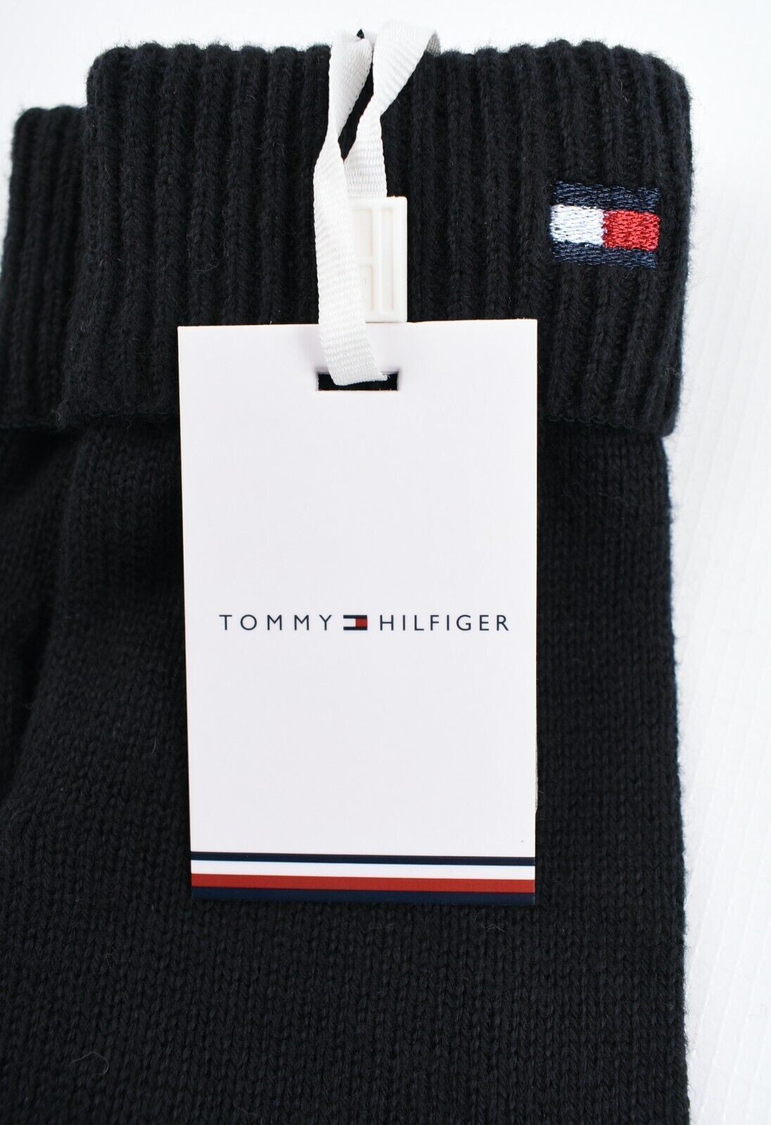 TOMMY HILFIGER Women's COTTON/CASHMERE Knitted Gloves, Black, One Size