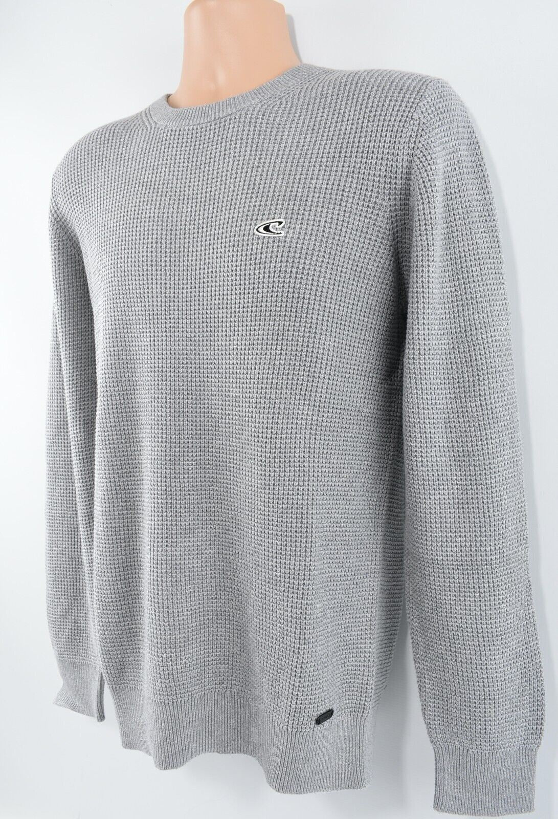 O'NEILL Men's TUCK Pullover Jumper, 100% Cotton Knit, Silver Grey, size SMALL