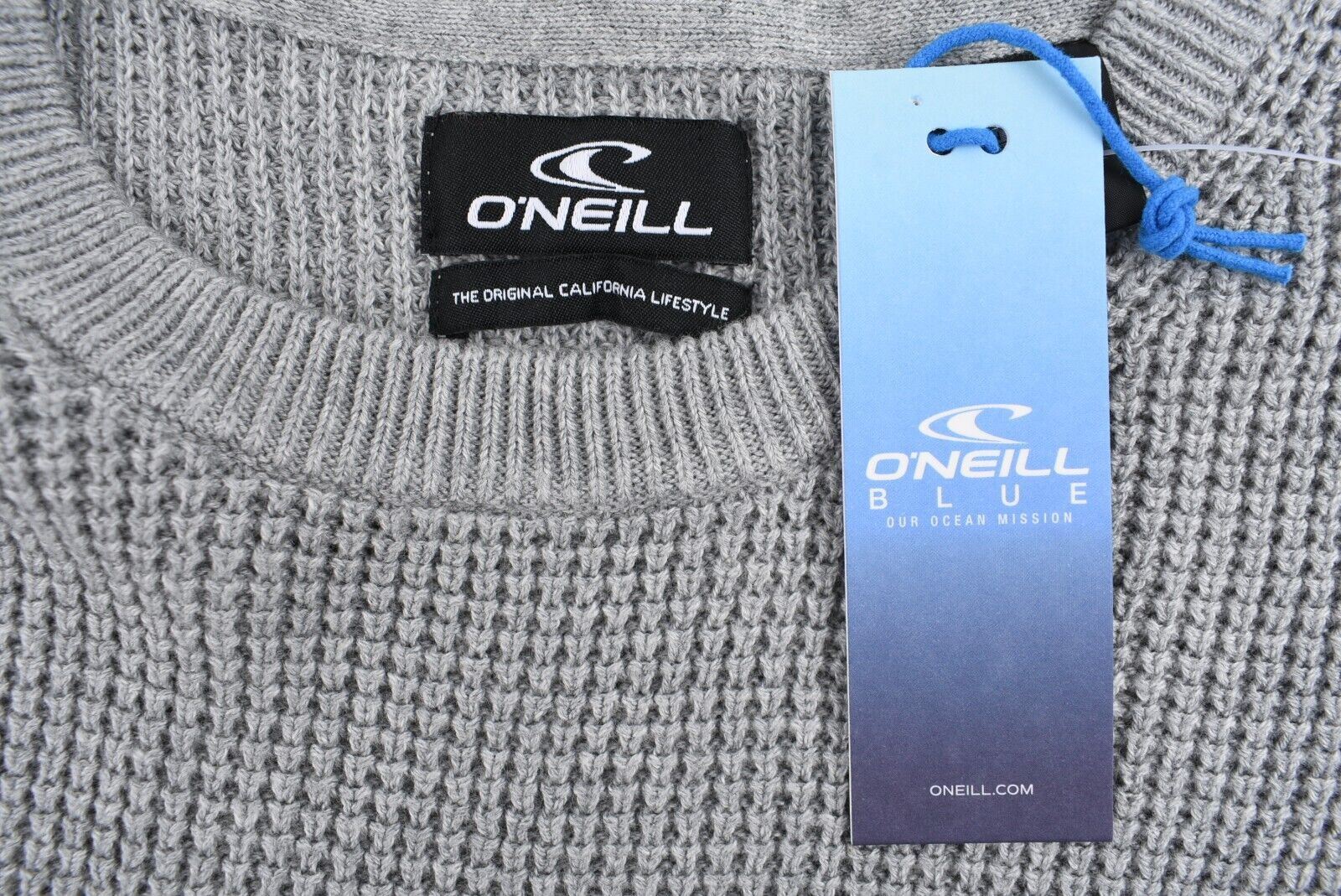 O'NEILL Men's TUCK Pullover Jumper, 100% Cotton Knit, Silver Grey, size LARGE