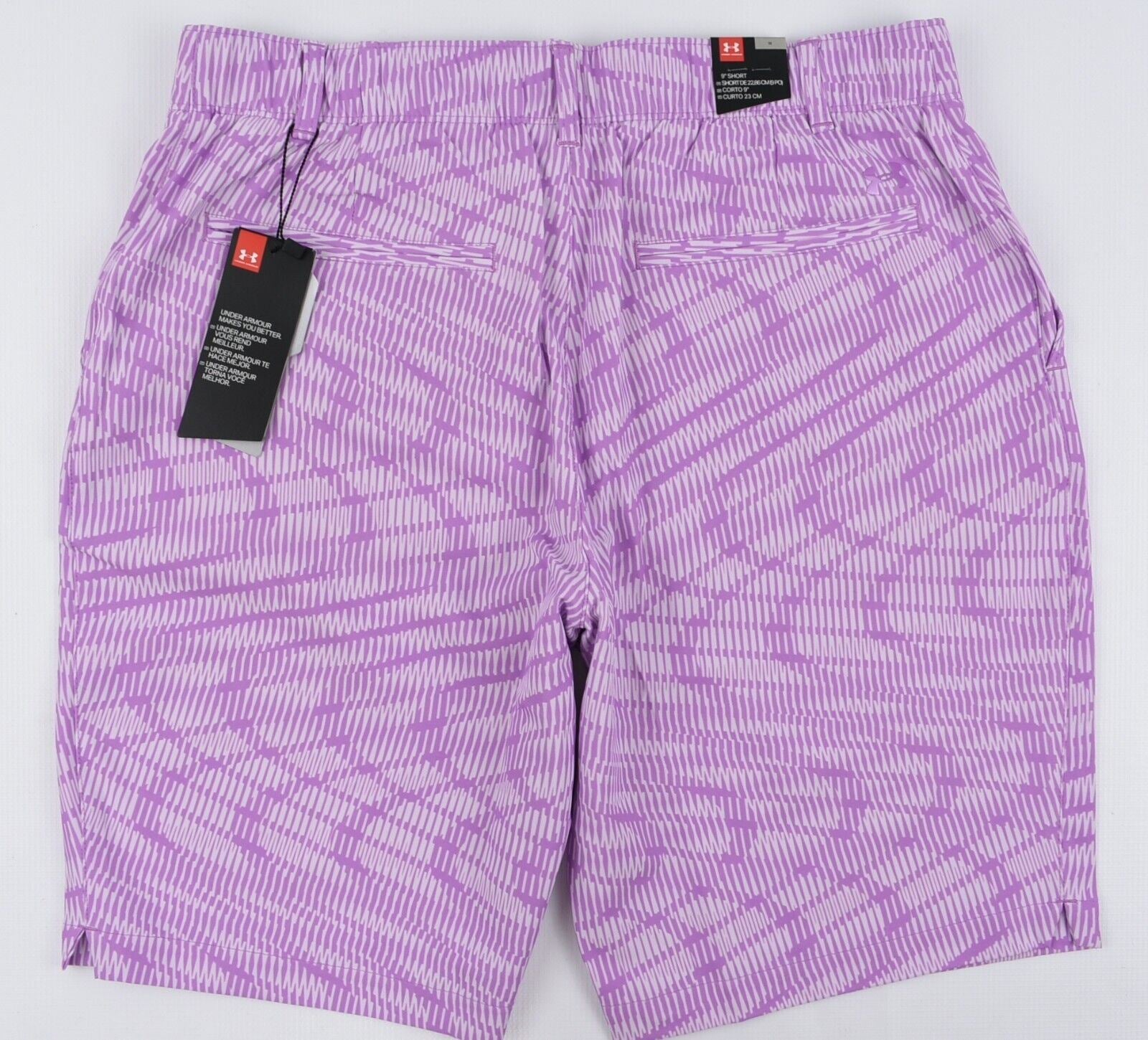 UNDER ARMOUR GOLF Women's 9" Shorts, Purple/Printed, size S (UK 10)
