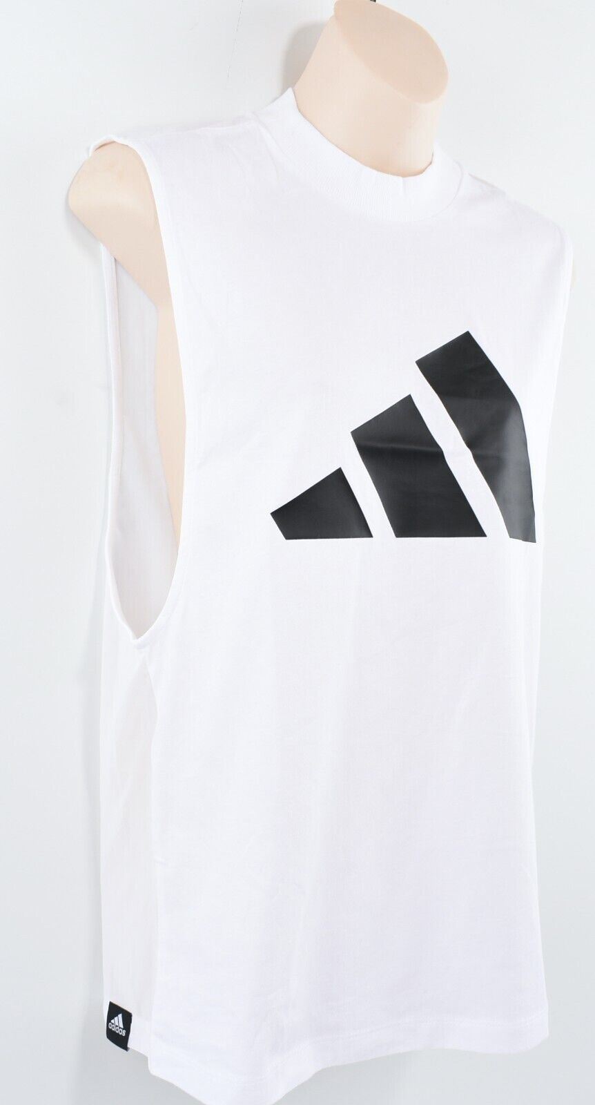 ADIDAS Activewear: Women's 3Bar Mesh Tank Top, White, size XS (UK 4-6)