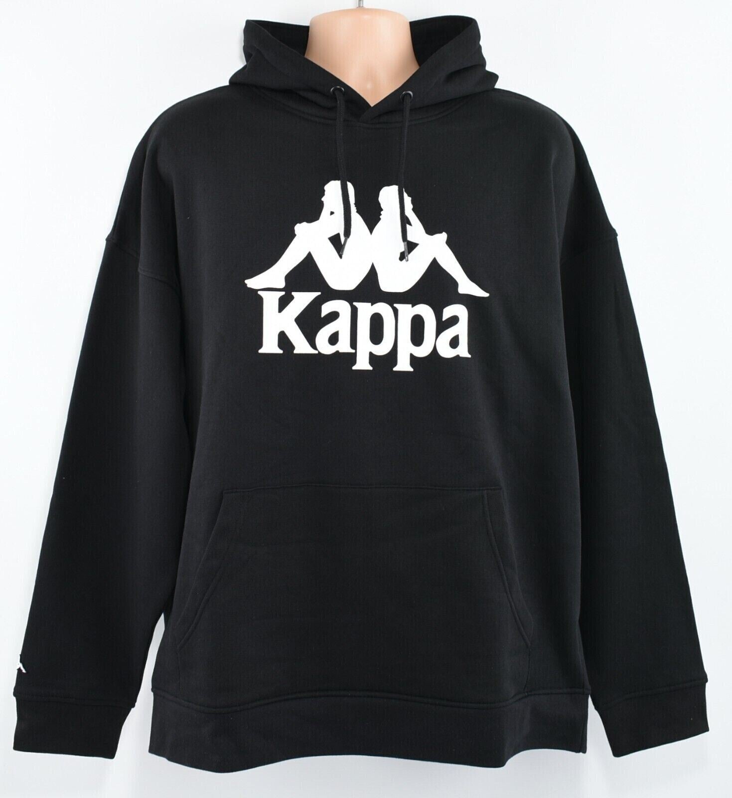 KAPPA Men's Oversized Hooded Sweatshirt, Hoodie, BlackWhite Logo, size S