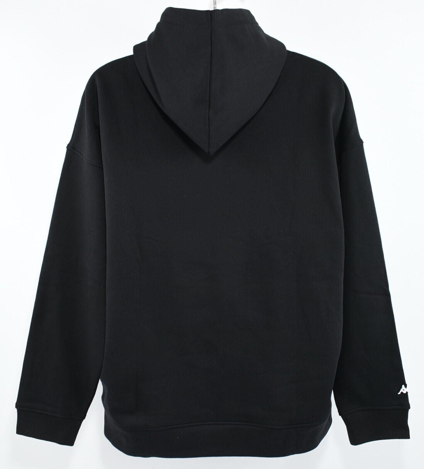 KAPPA Men's Oversized Hooded Sweatshirt, Hoodie, Black with White Logo, size L