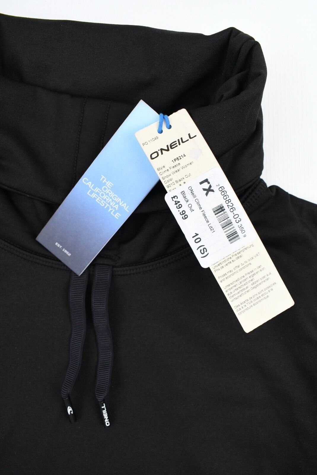 O'NEILL Women's CLIME FLEECE Ski Rollneck Long Sleeve Top, Black, size S / UK 10