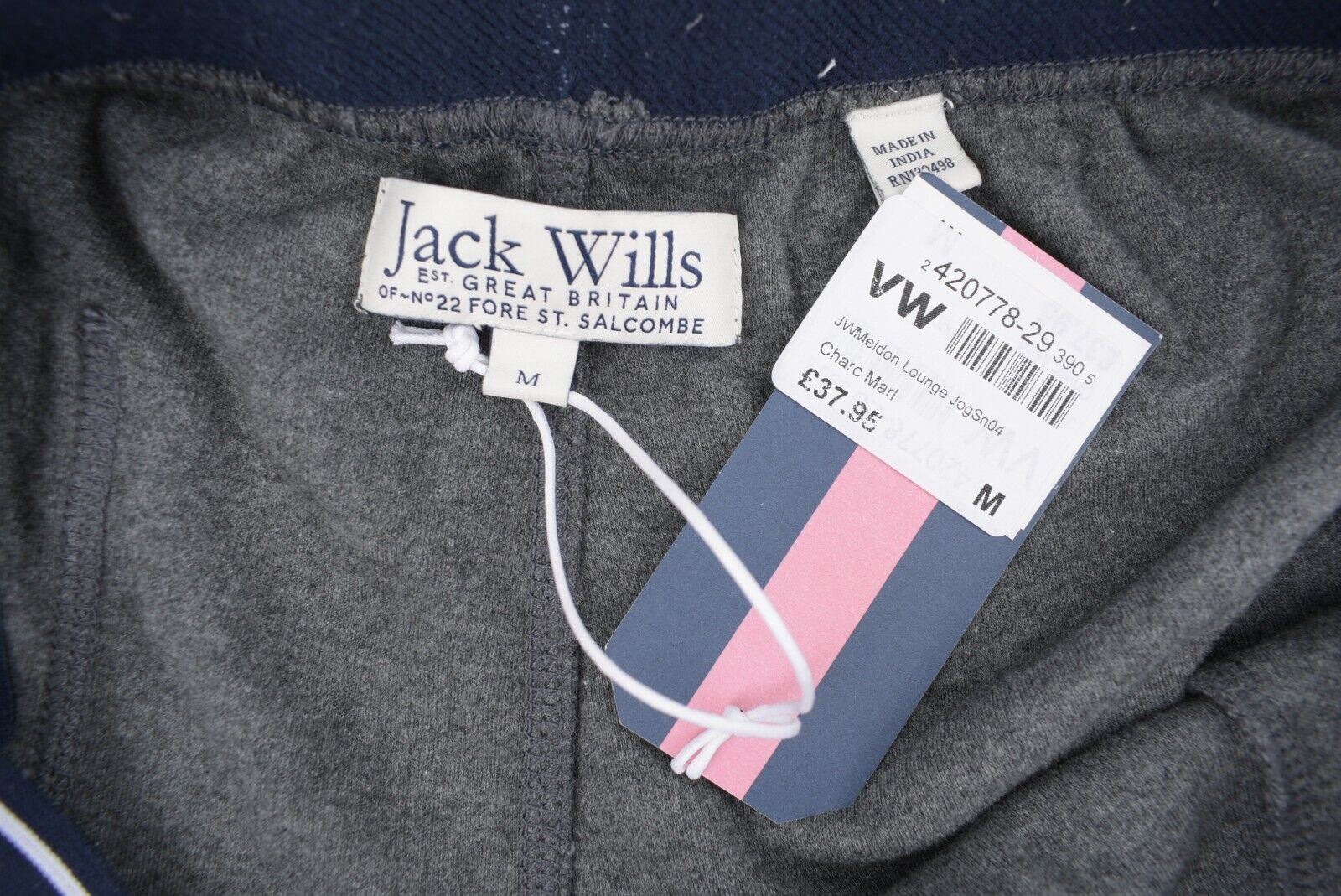 JACK WILLS Men's Lounge Joggers, Lounging Pants, Charcoal Grey, size M