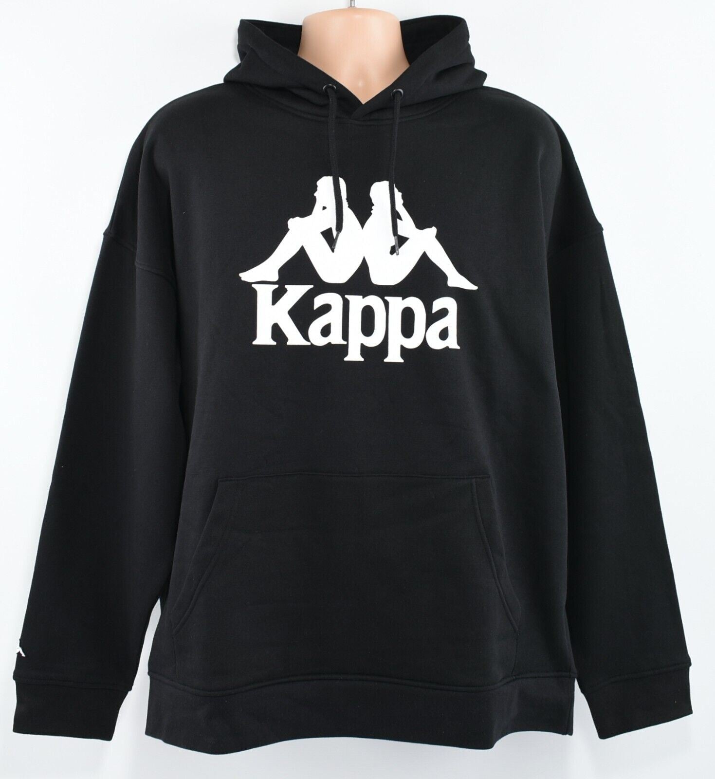 KAPPA Men's Oversized Hooded Sweatshirt, Hoodie, Black & White Logo, size M