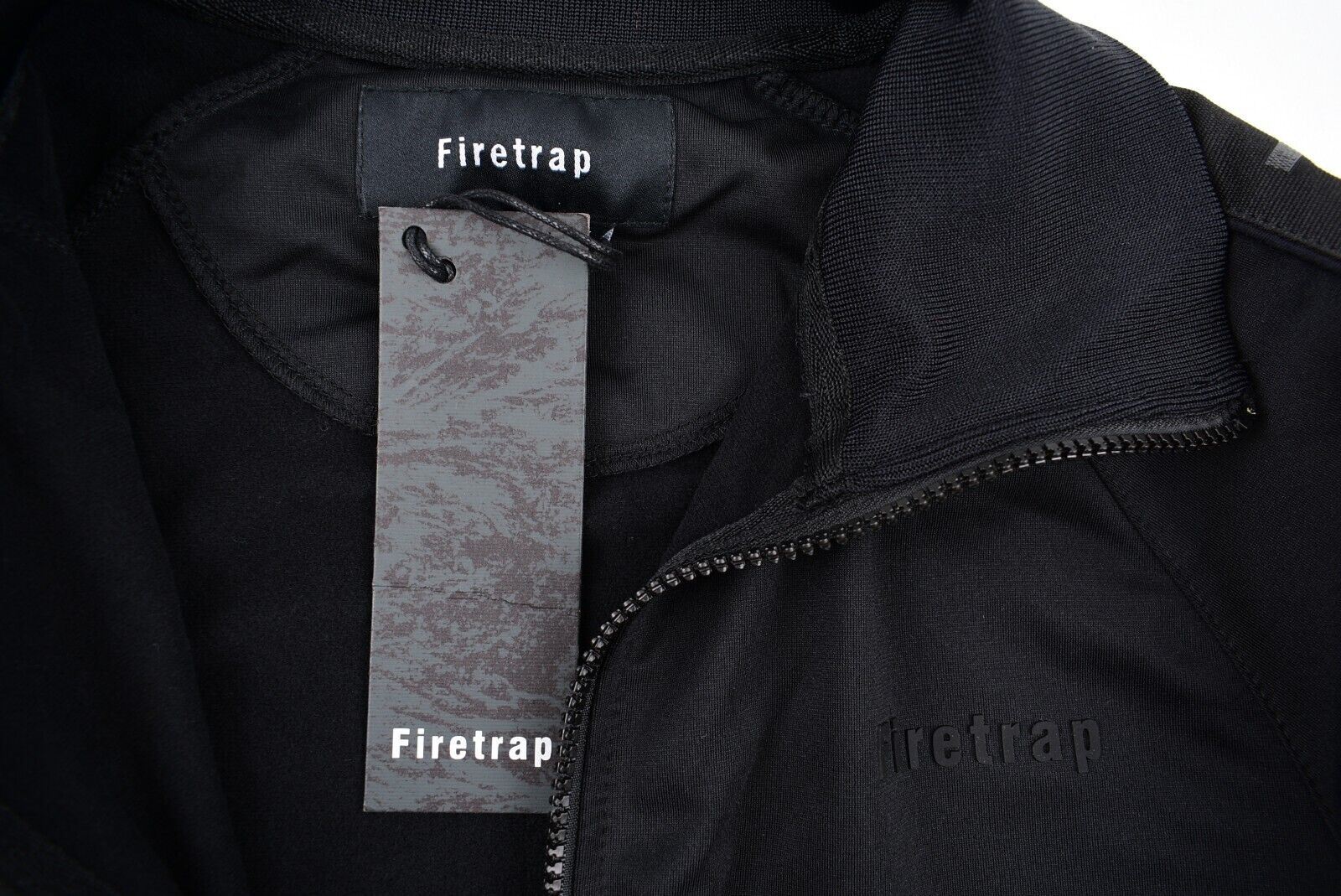 FIRETRAP Men's Full Zip Track Jacket, Track Suit Top,  Black, size LARGE