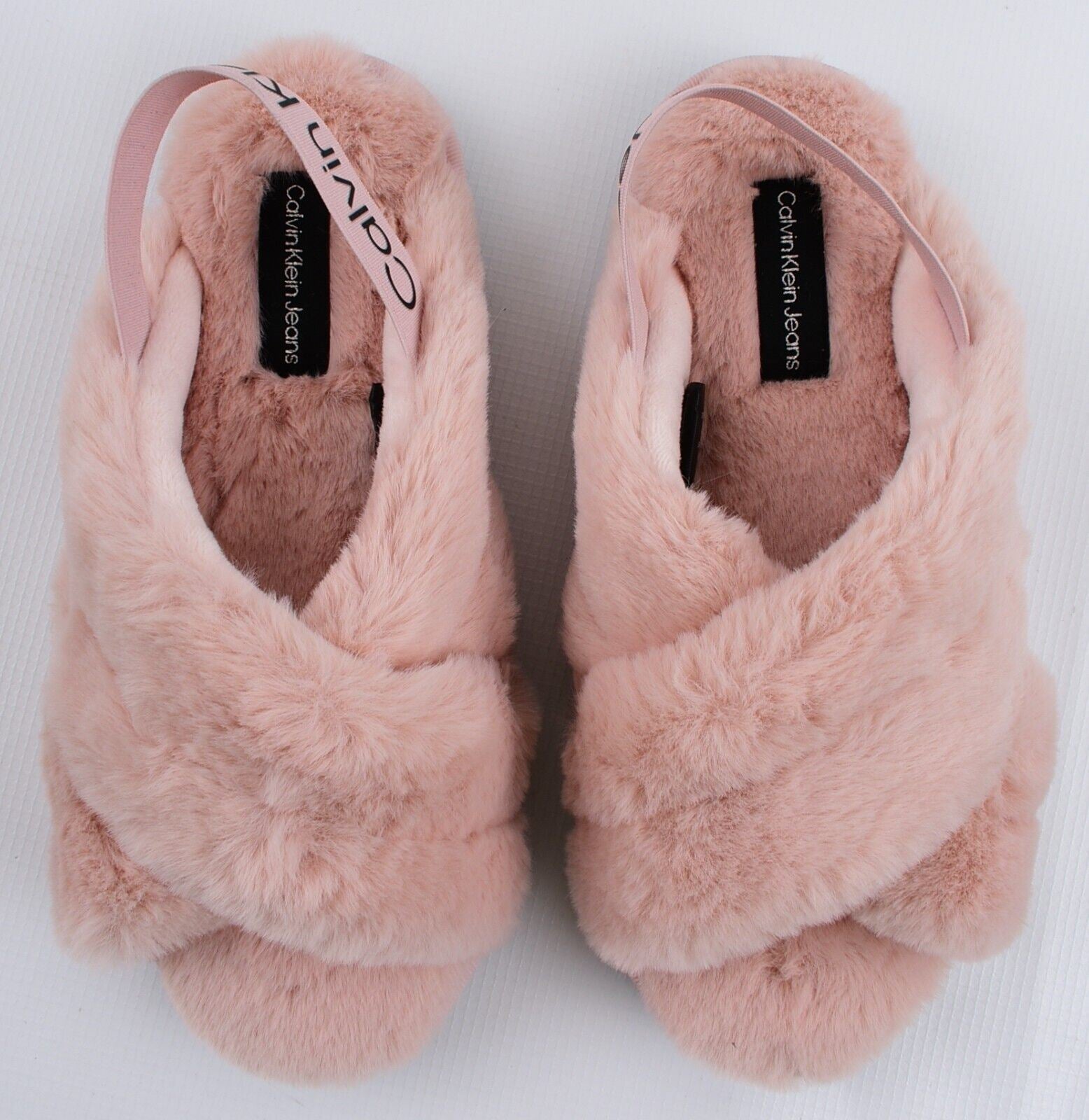 CALVIN KLEIN JEANS - Women's Faux Fur Fluffy Slingback Slippers, size UK 6.5