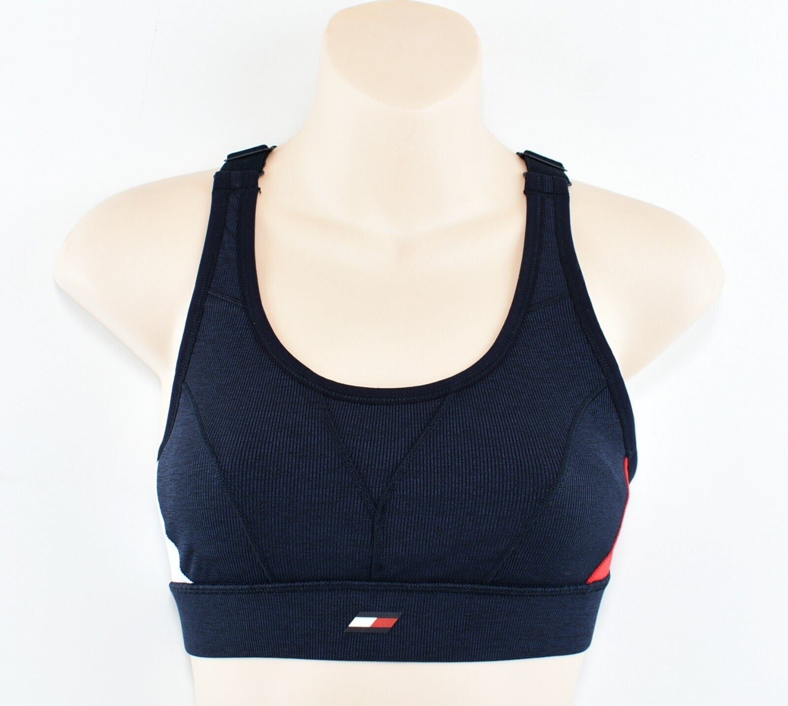 TOMMY HILFIGER Women's High Support Racerback Sports Bra, Blue, size XS (UK 8)