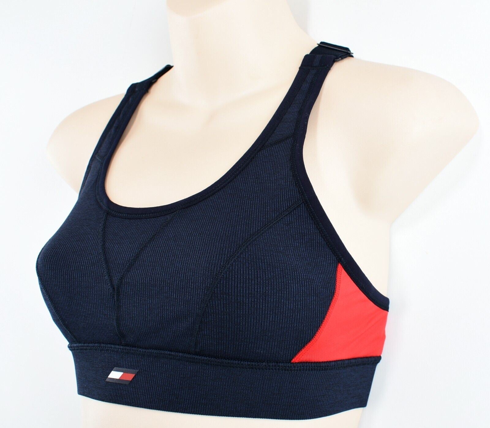 TOMMY HILFIGER Women's High Support Racerback Sports Bra, Blue, size XS (UK 8)