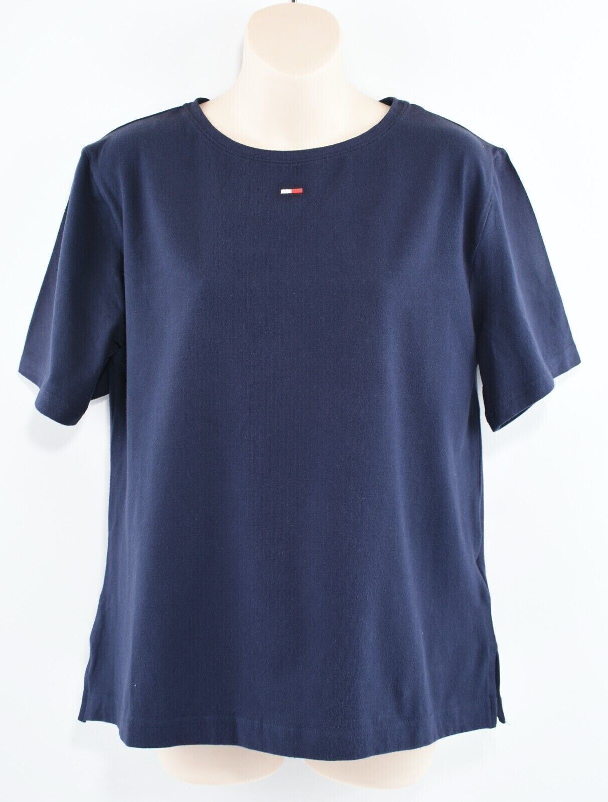 TOMMY HILFIGER Women's T-shirt Top, Navy Blue, size XS (UK 8)