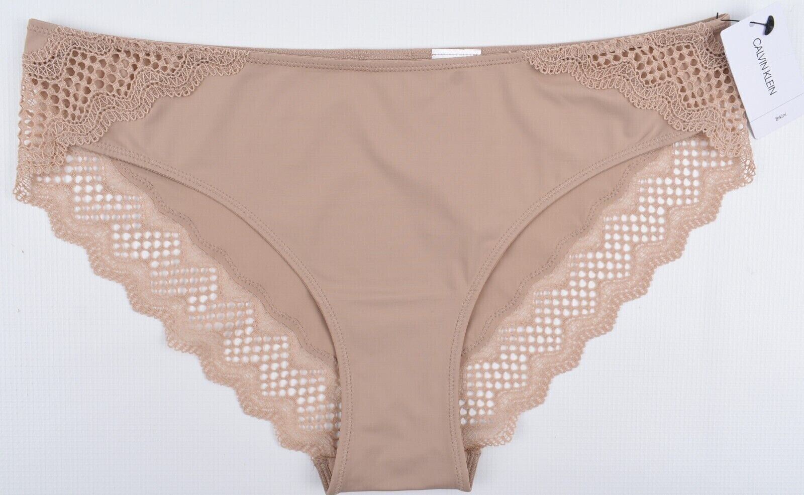 CALVIN KLEIN Underwear Women's Mirage Lace Bikini Knickers, Honey Almond size XS